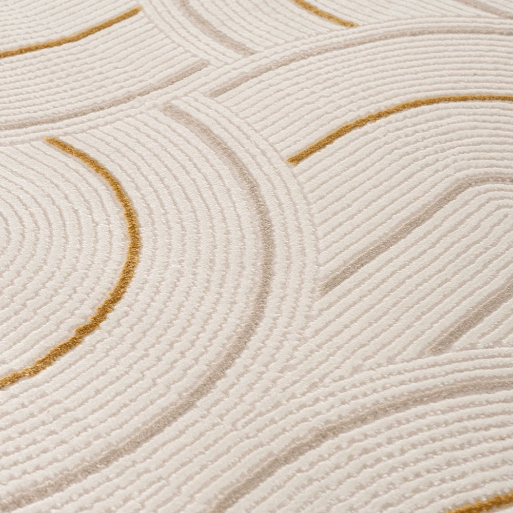 Carmel Cream-Gold Geometric Rug – 6070
