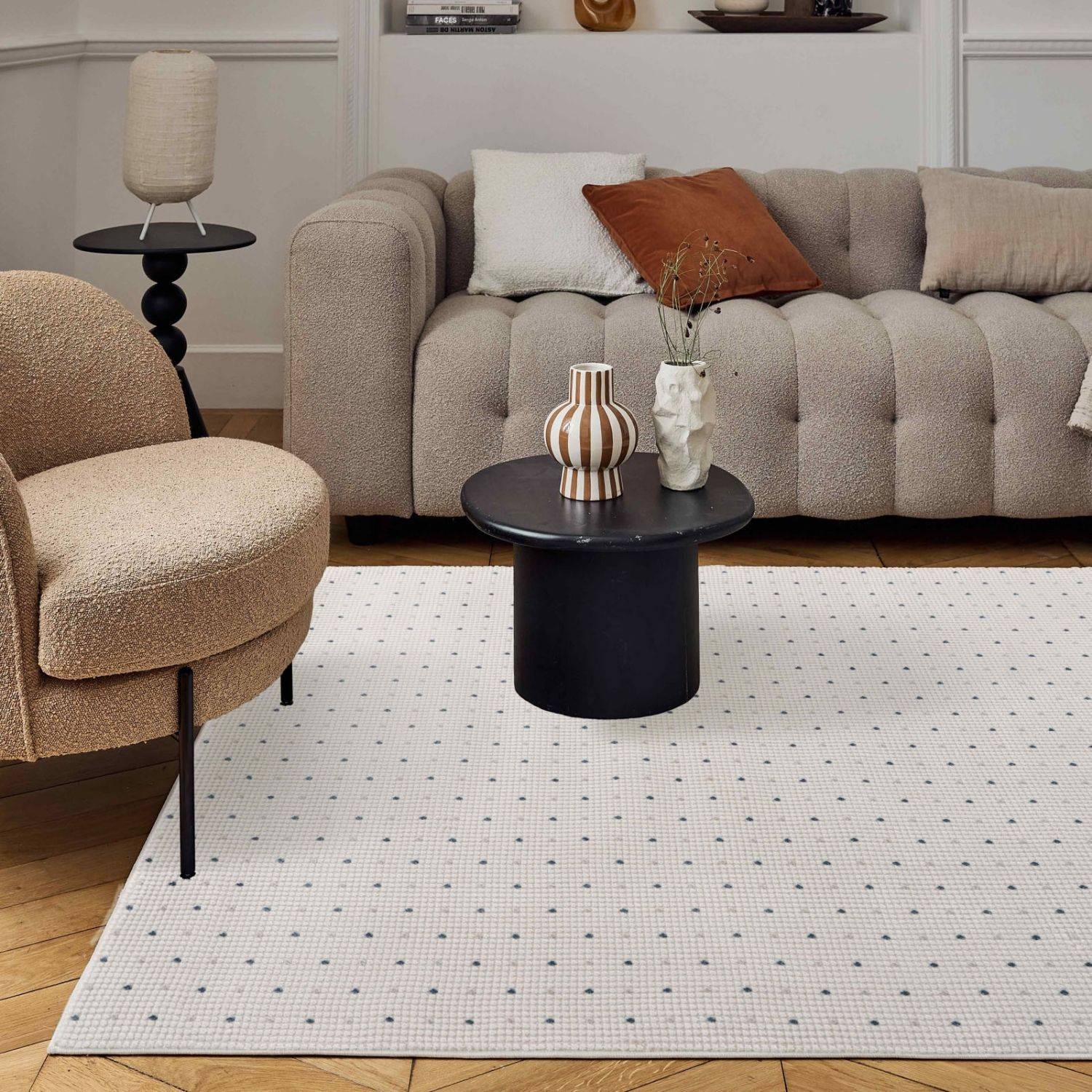 Carmel Cream-Blue Dots Rug | 6080