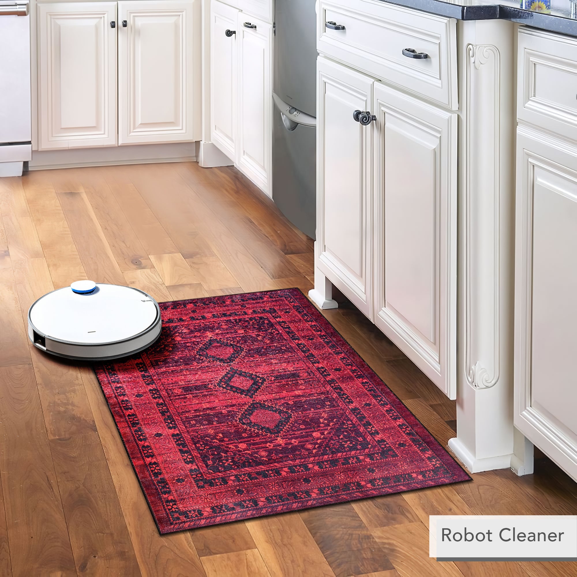 Netline Home Rugs Depot RW1009 – Machine Washable Red Tribal Medallion Rug | Oriental Geometric Carpet for Living Room, Bedroom & Office