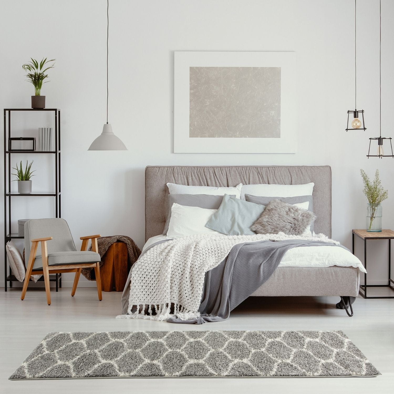 Moroccan Grey Shaggy Rug | 610