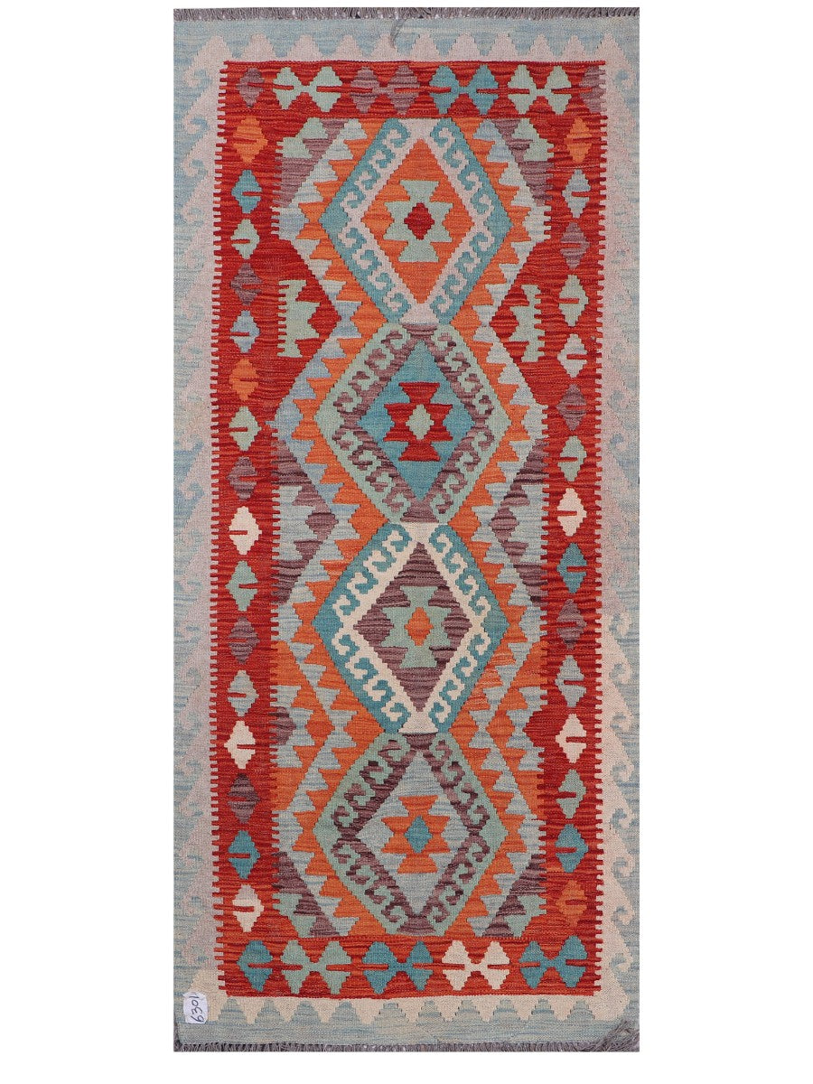 Maimana Afghanistan Kilim Rug - 195 x87 cm