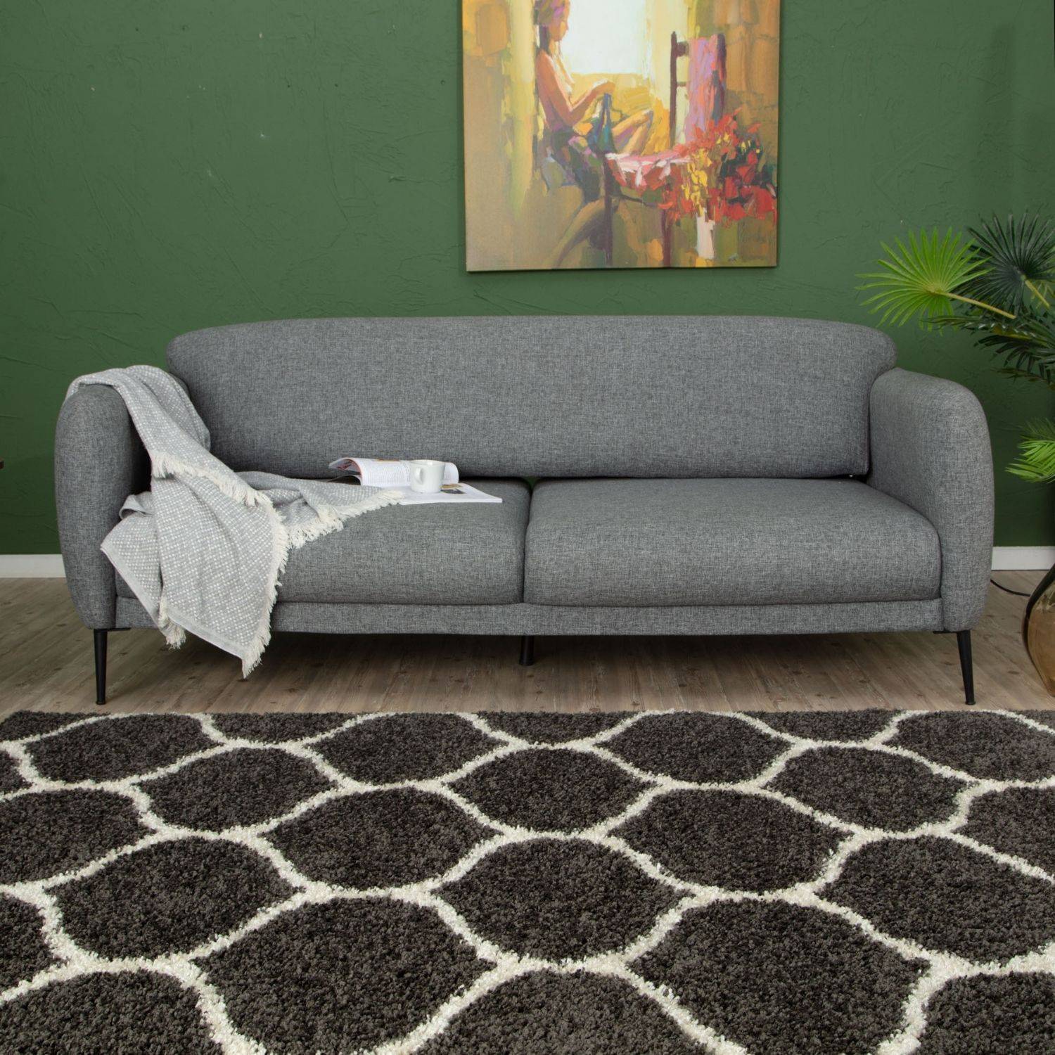Moroccan Dark Grey Shaggy Rug | 640