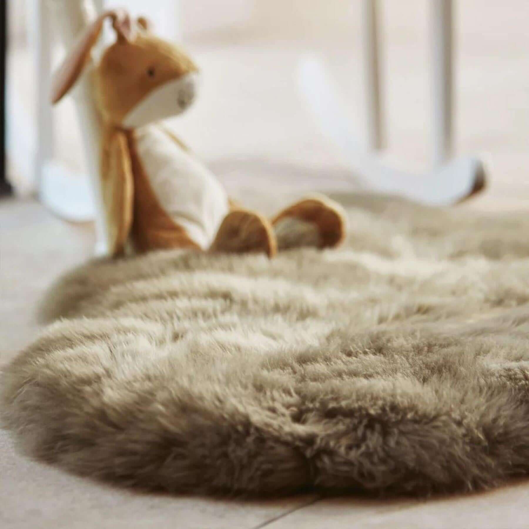 Genuine Khaki/Taupe Sheepskin Faux Fur Rug