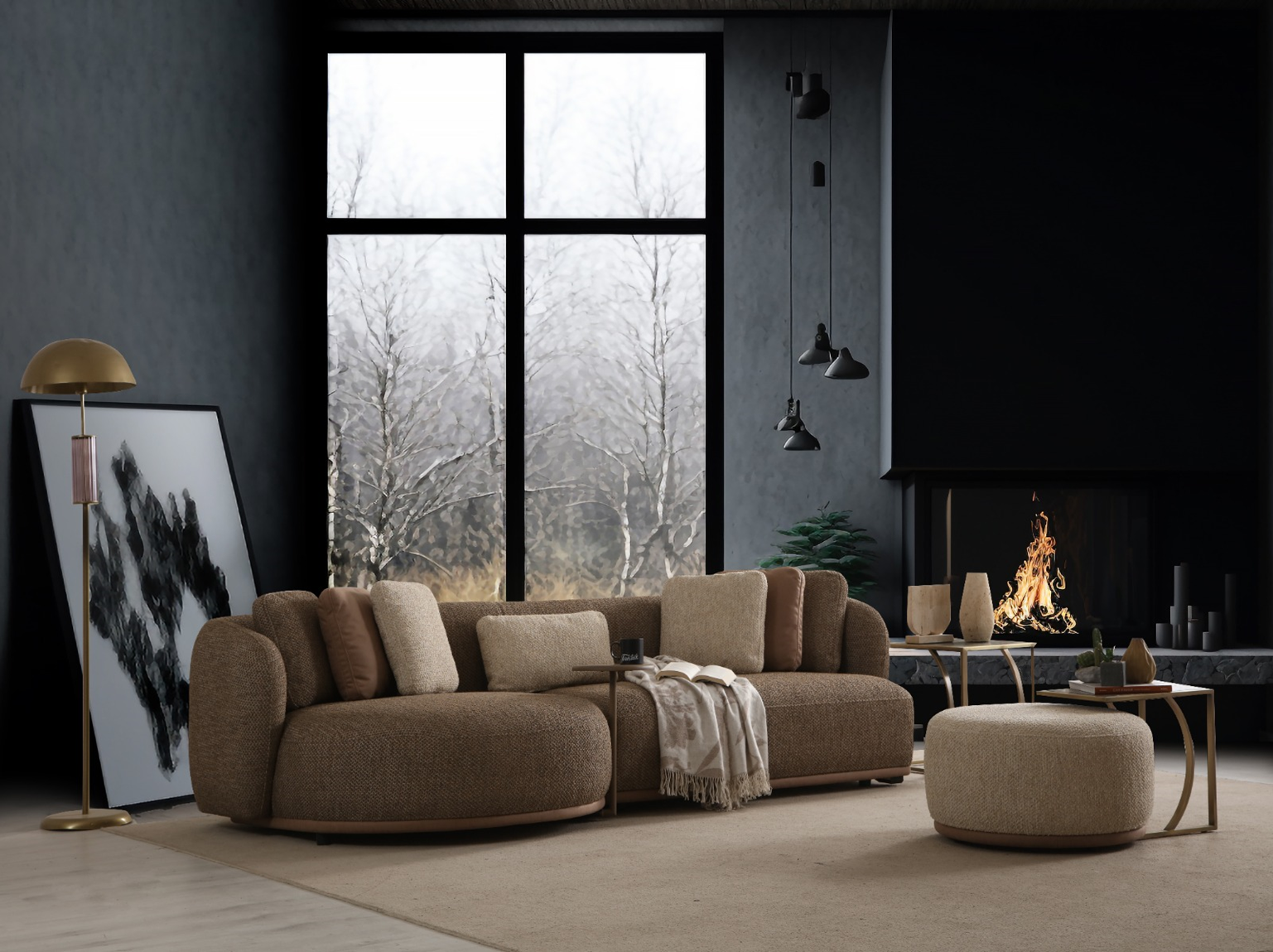 Netline Home Interior Matiz Vision sofa set in a modern living room with plush cushions and sleek design.