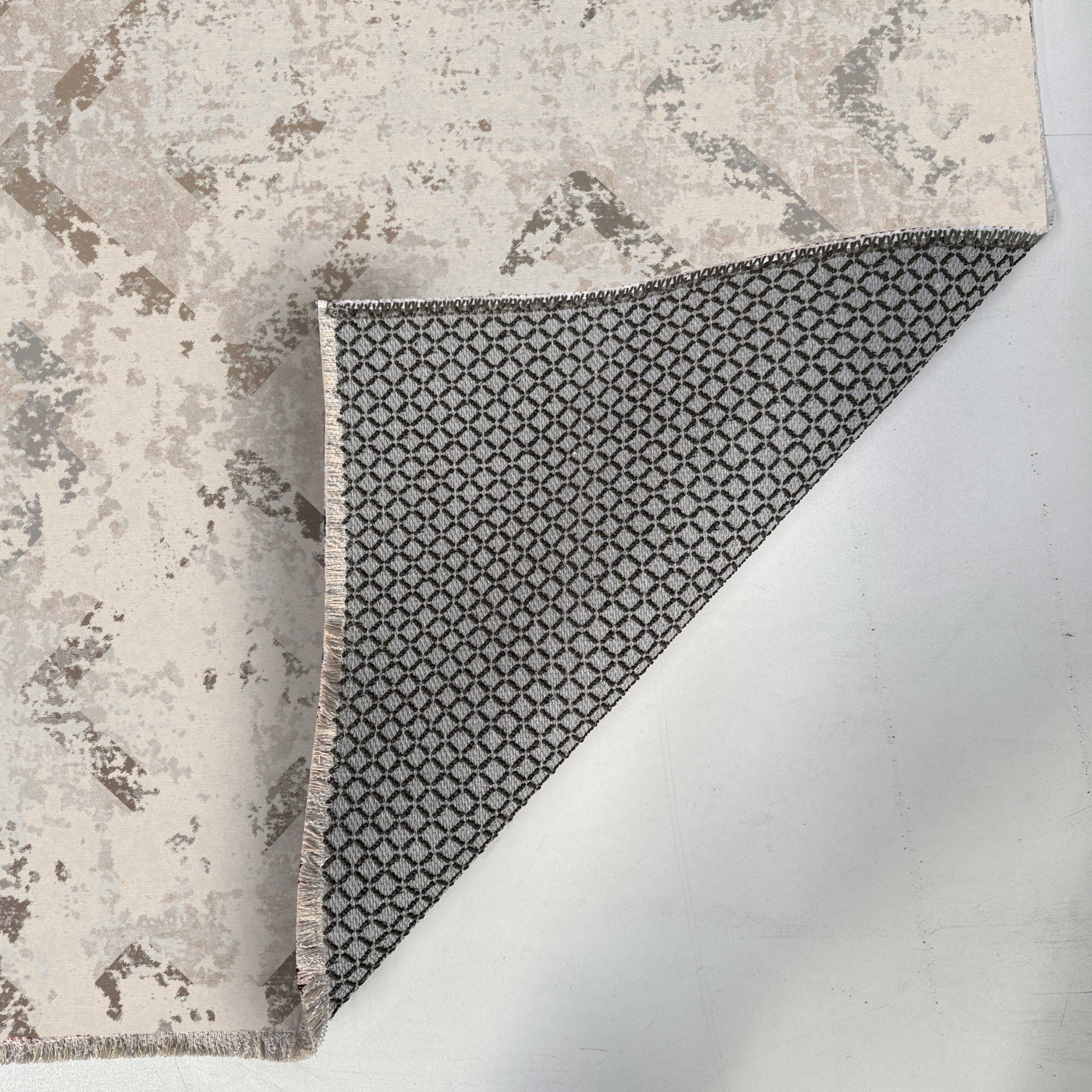 Netline Home Mink Brown Geometric Modern Kitchen Vintage Machine Washable Chenille Rug Design 324 - Gallery Image 5 - Netline Home