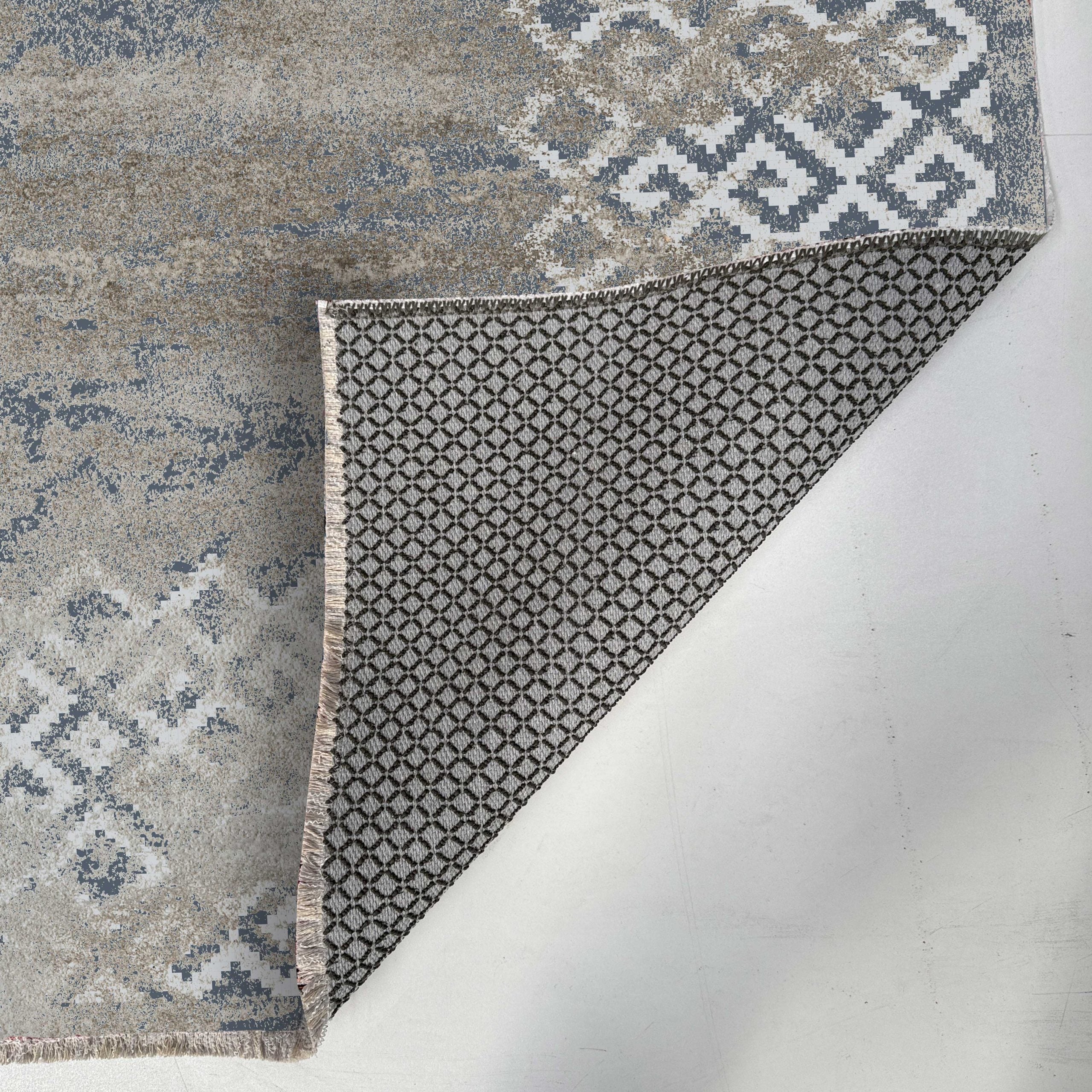 Netline Home Blue Navy Geometric Modern Kitchen Machine Washable Chenille Rug Design NH7160 - Gallery Image 4 - Netline Home