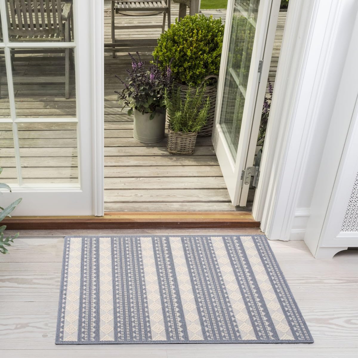 Rugs Living Room - Washable Rug - Area Rug - Non-Slip Rugs Carpet - 100% Cotton - Vintage Rug for Living Room Bedroom Kitchen - Kid and Pet Friendly Rug - Boho Rug (GREY RUG, 80X150 CM)