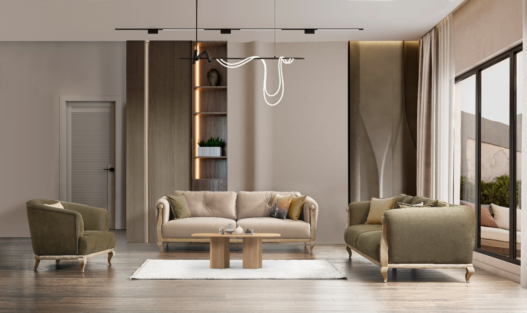 Modern Palermo sofa set by Netline Home Interior featuring plush cushions and contemporary design for stylish living room comfort.