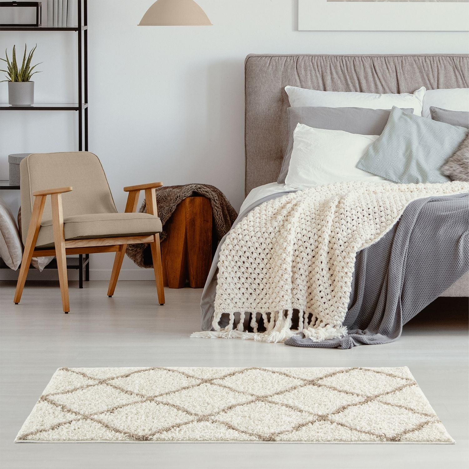 Moroccan Ivory Shaggy Rug | 730