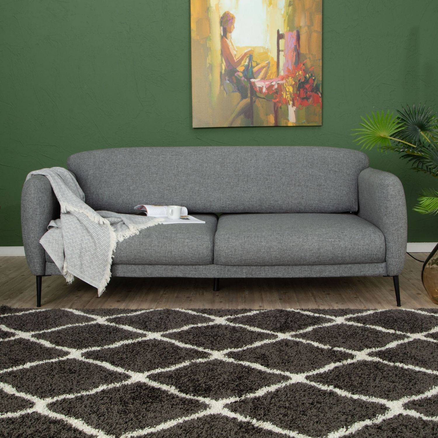 Moroccan Dark Grey Shaggy Rug | 740