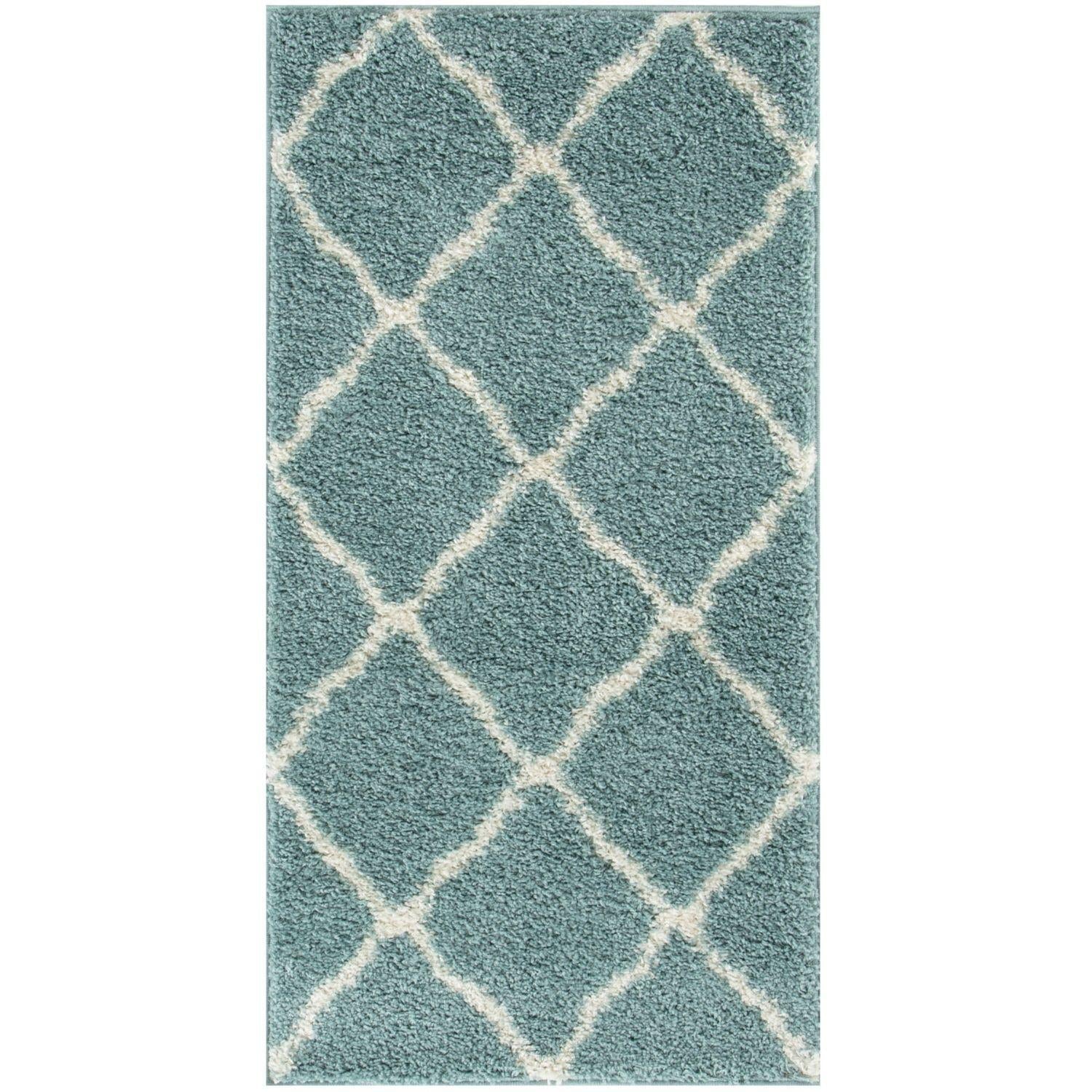 Moroccan Duck Egg Blue Shaggy Rug | 750