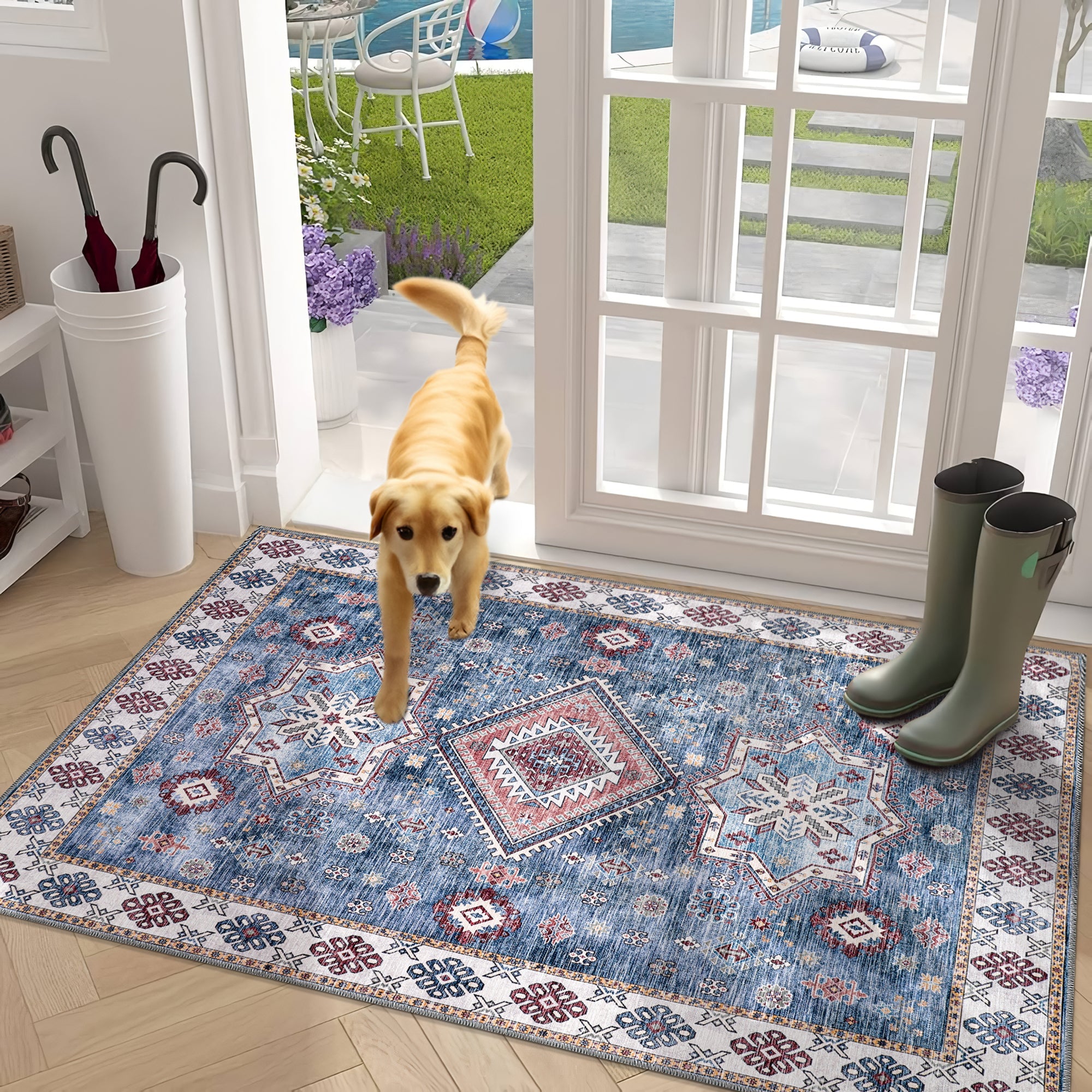 Netline Home Rugs Depot - Tribal Multicolor Geometric Washable Rug, Design NL1016