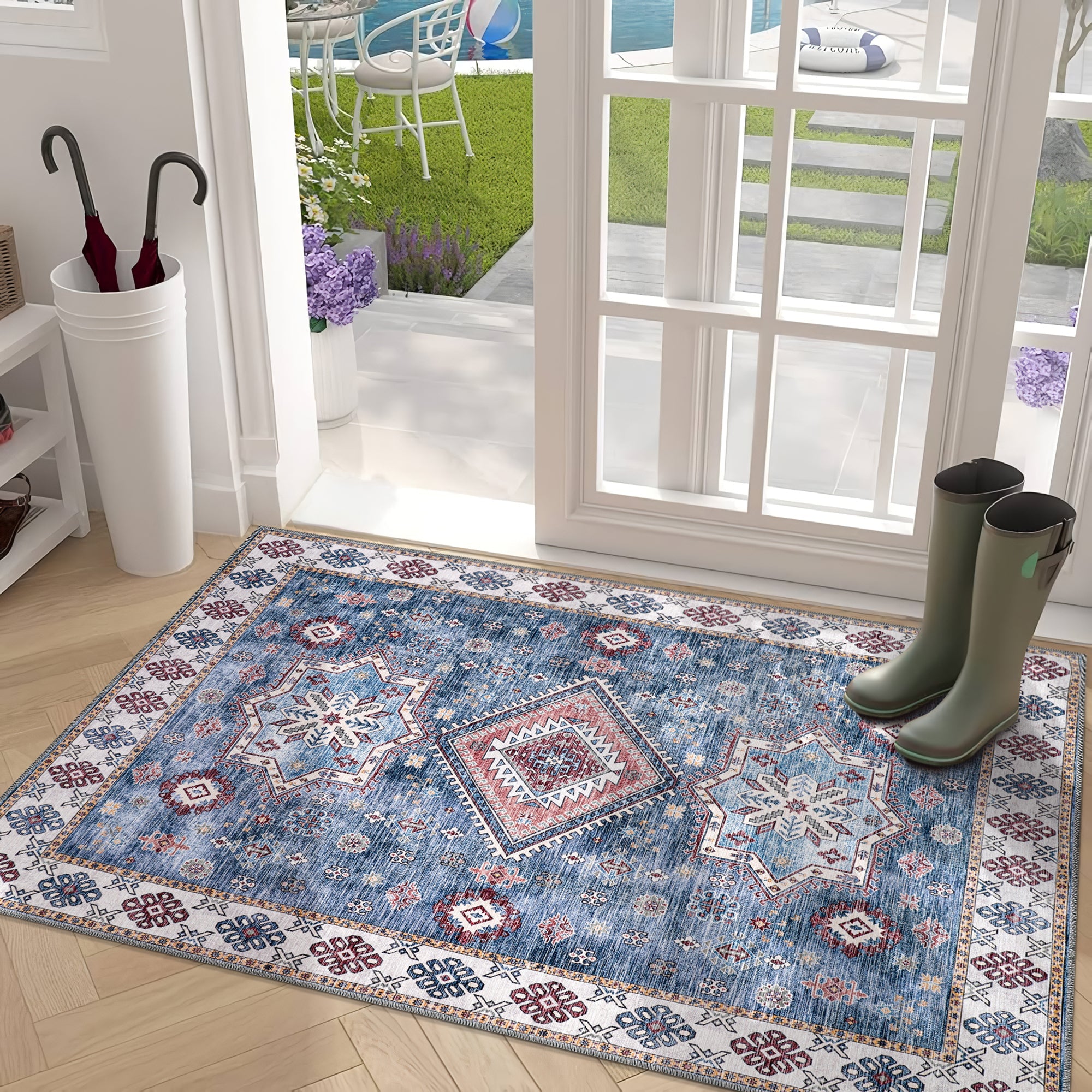 Netline Home Rugs Depot - Tribal Multicolor Geometric Washable Rug, Design NL1016