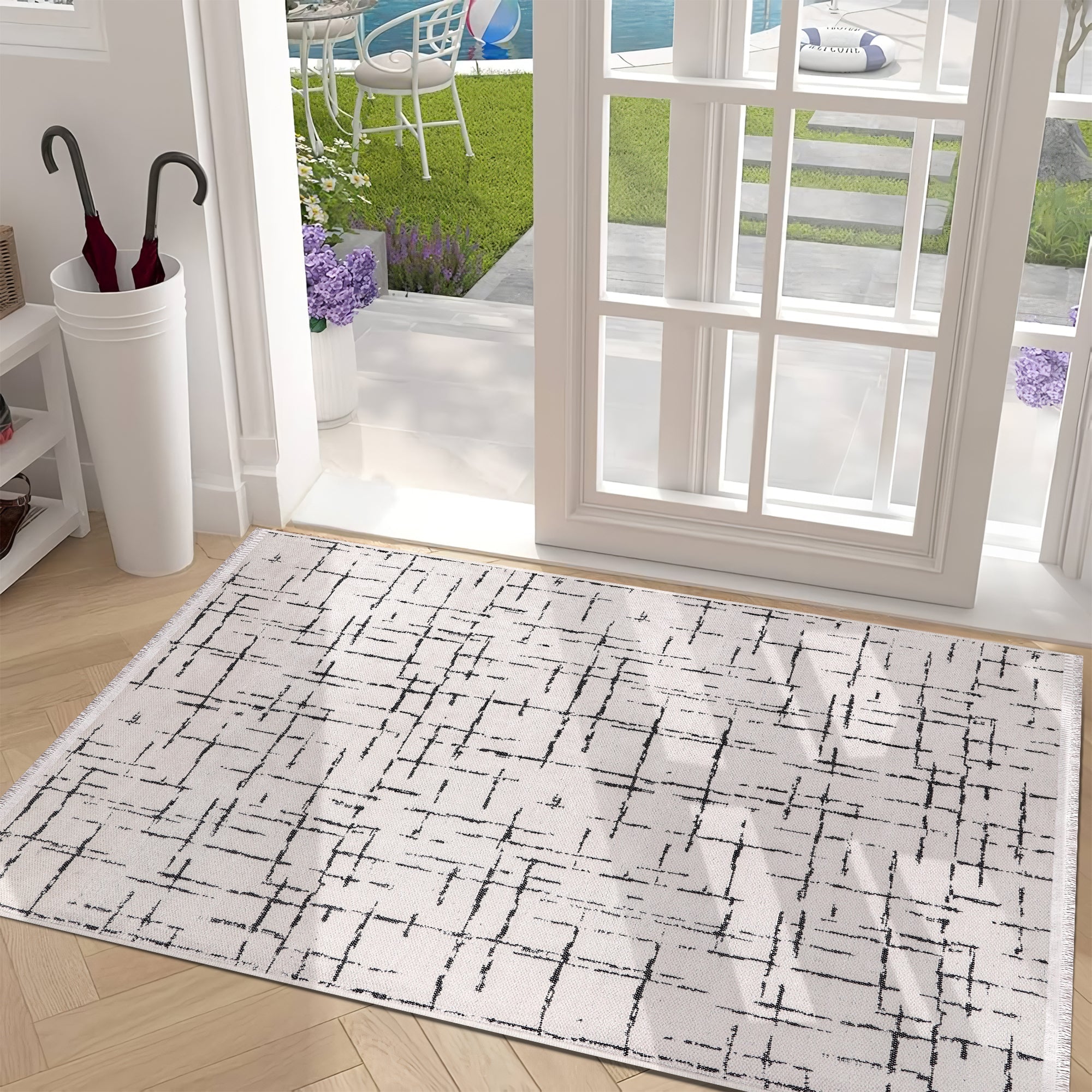 Netline Home Machine Washable Rug NT201 – WHITE Soft Chenille
