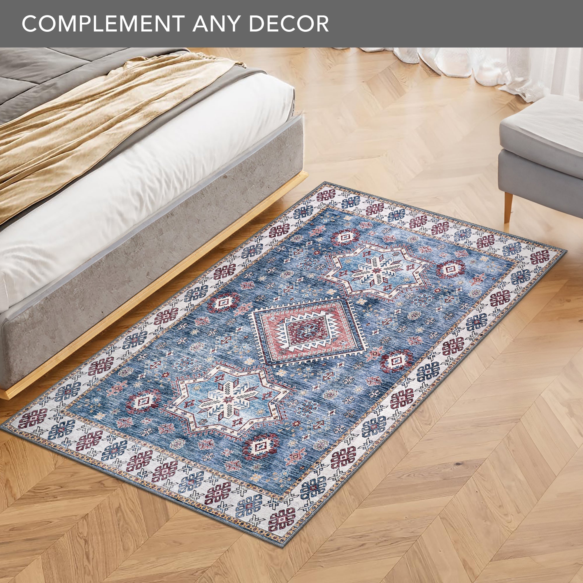 Netline Home Rugs Depot - Tribal Multicolor Geometric Washable Rug, Design NL1016