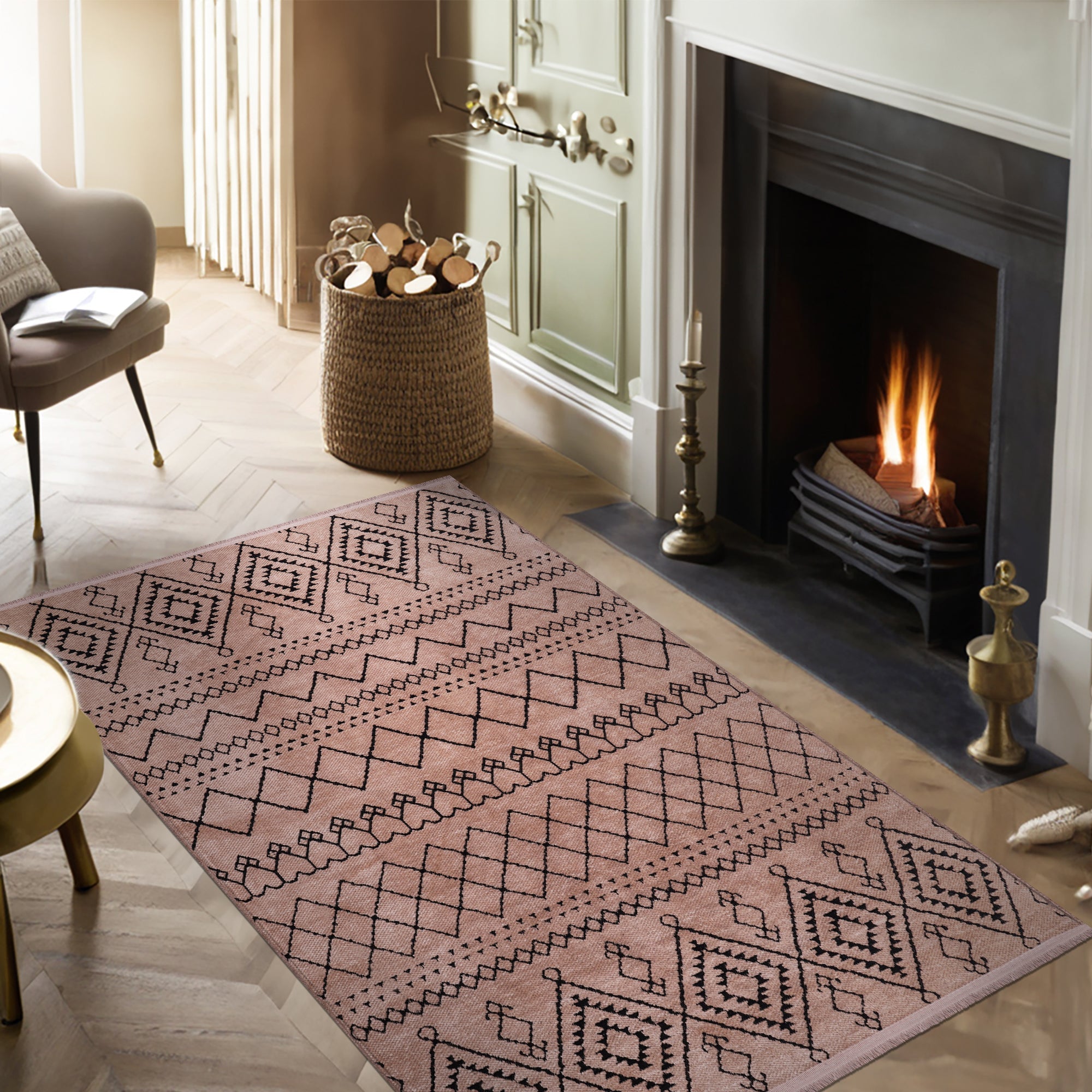 Netline Home Machine Washable Rug RW1801 – BROWN Soft Chenille