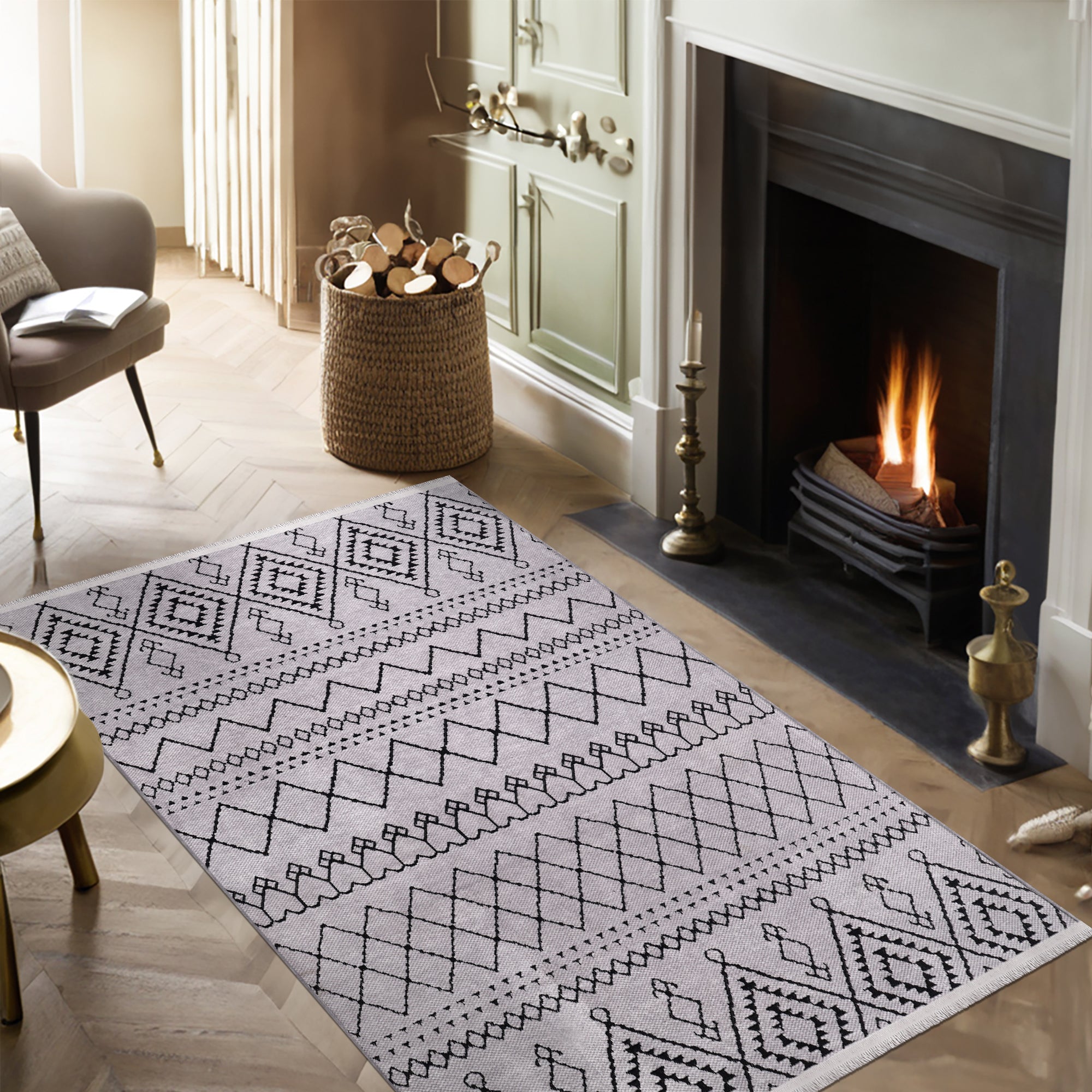 Netline Home Machine Washable Rug RW1801 – GRAY Soft Chenille