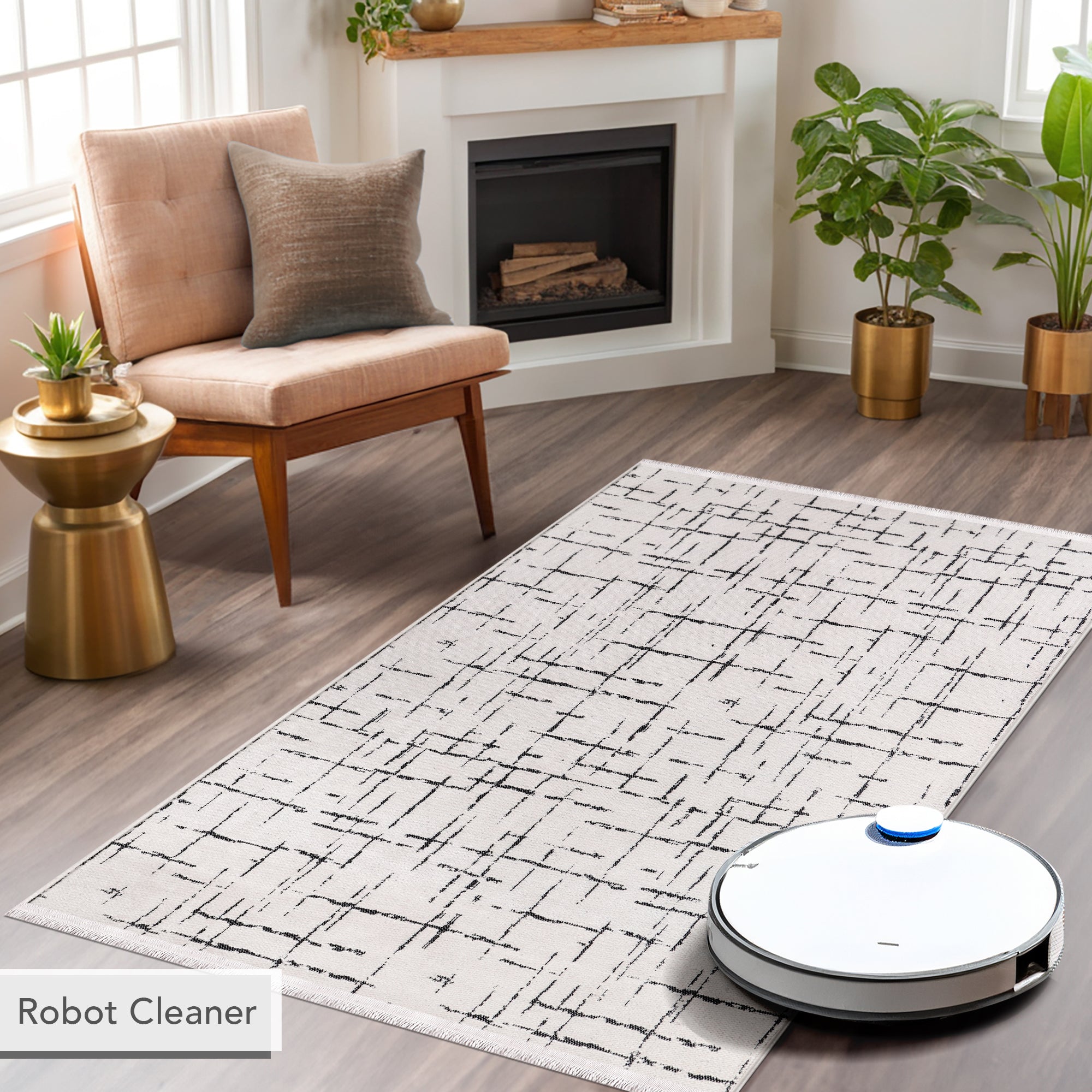 Netline Home Machine Washable Rug NT201 – WHITE Soft Chenille