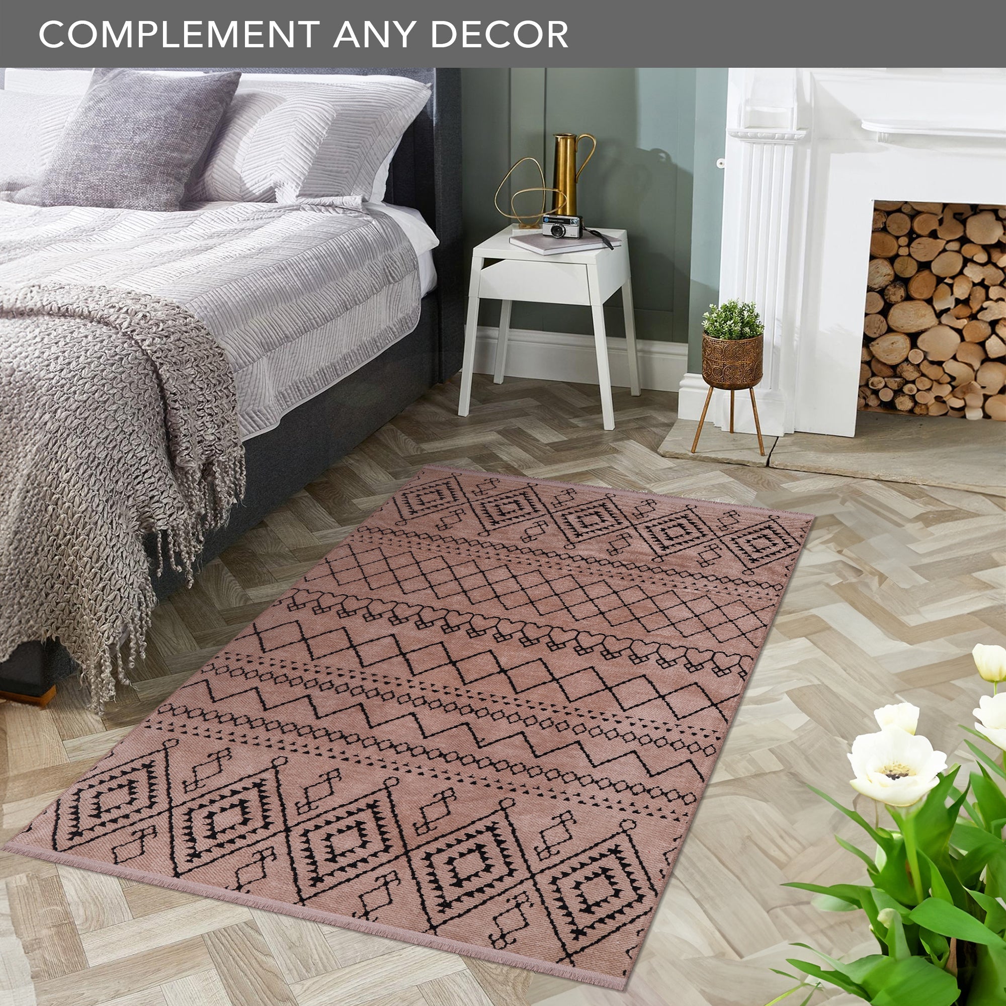 Netline Home Machine Washable Rug RW1801 – BROWN Soft Chenille