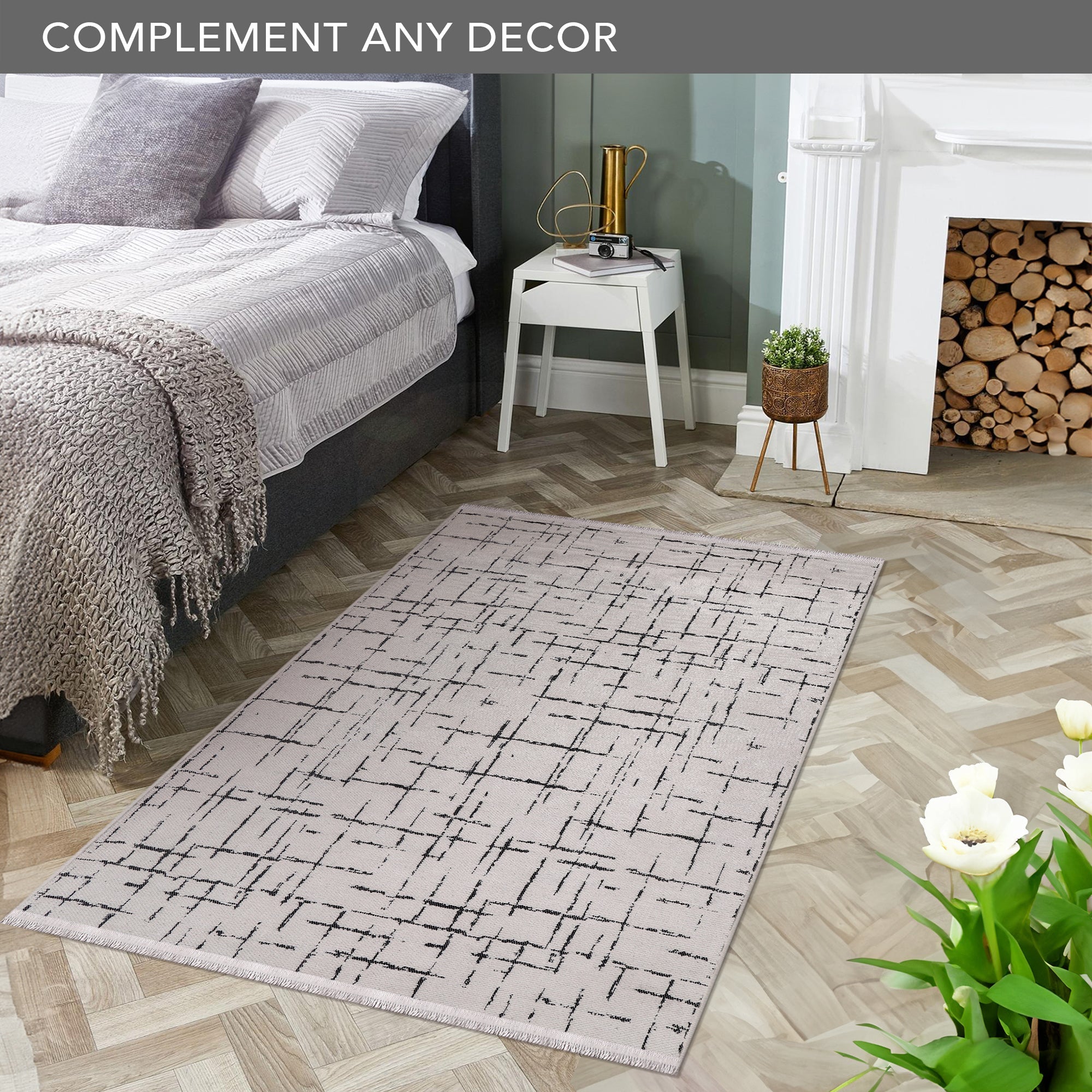 Netline Home Machine Washable Rug NT201 – WHITE Soft Chenille