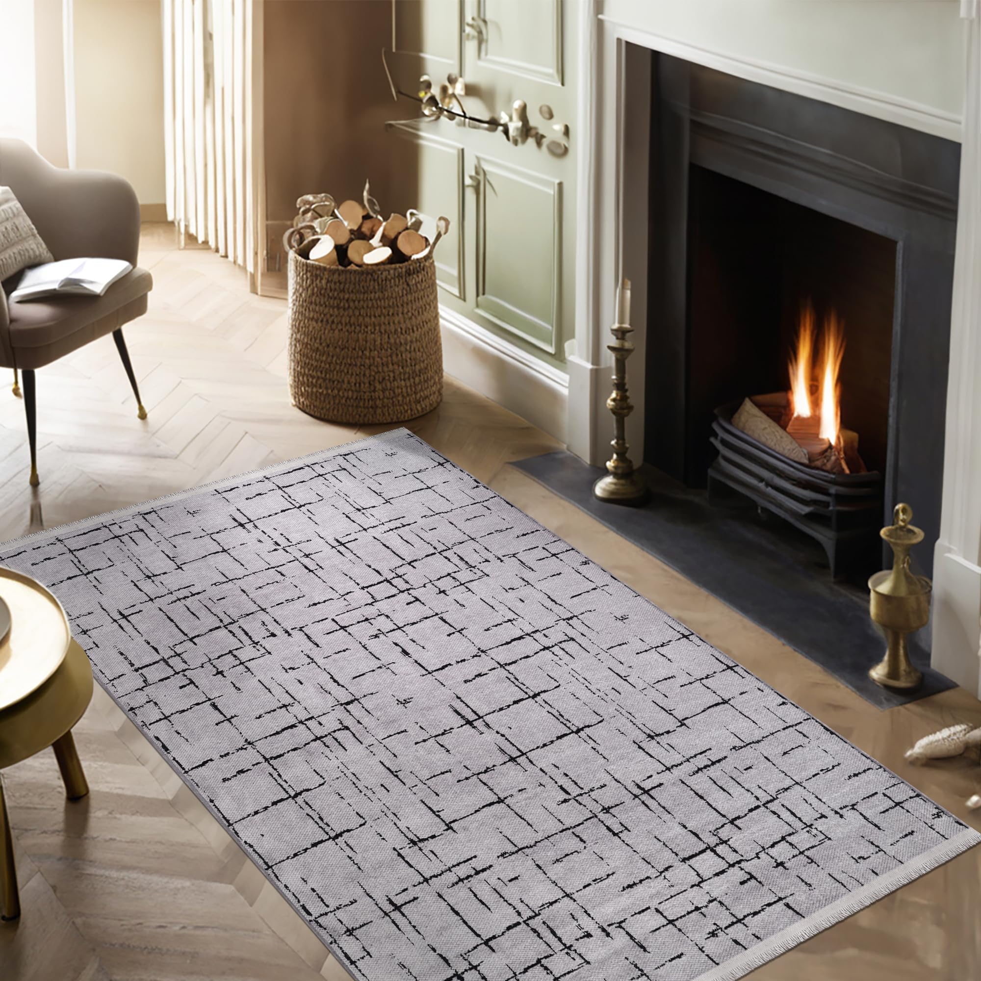 Rugs Living Room - Machine Washable Rug, Low Pile Non-Slip Area Rug - Area Rugs for Bedroom, Kitchen, Hallway - Pet Friendly Carpet, Modern Room Decor (RED, 120X180)