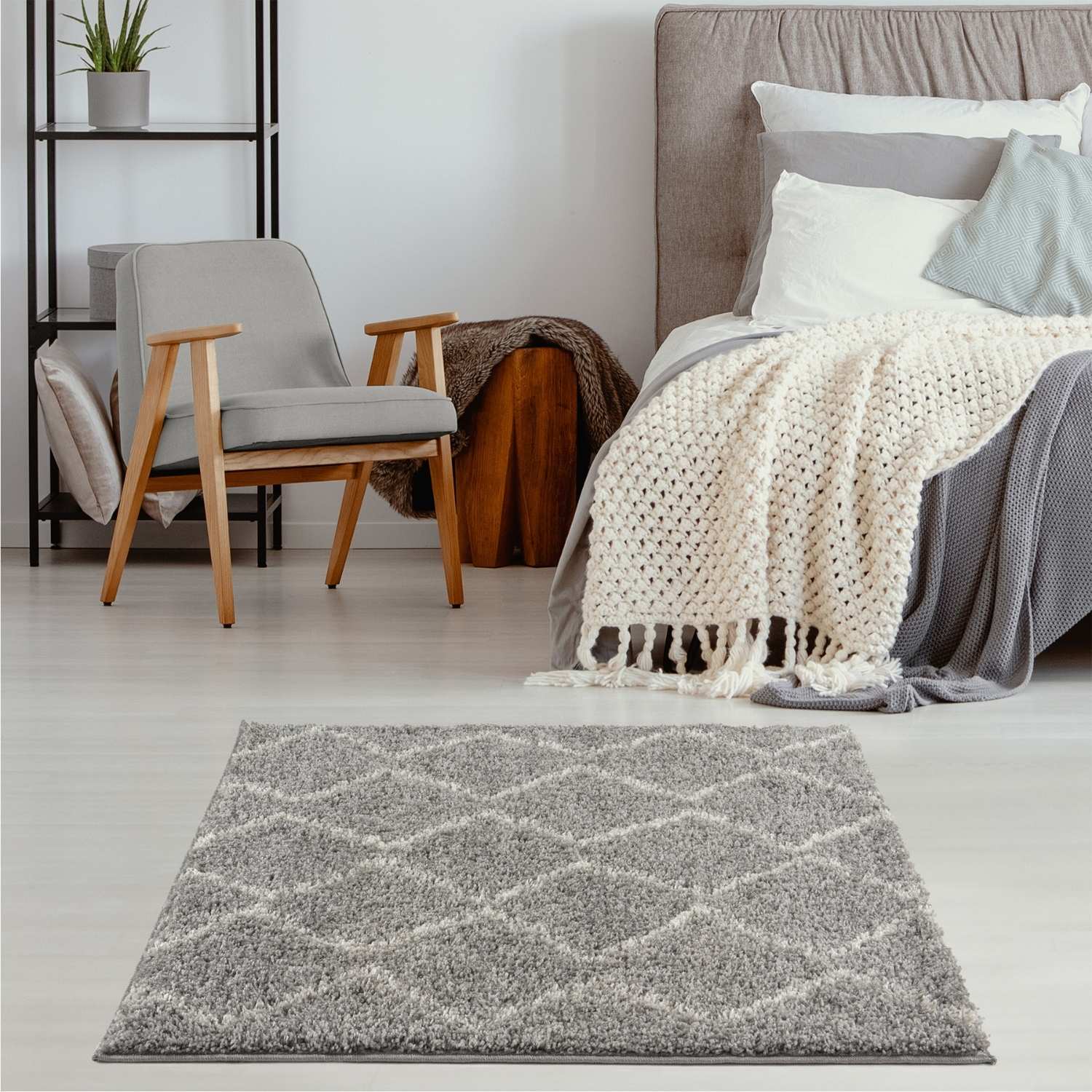 Moroccan Grey Shaggy Rug | 810