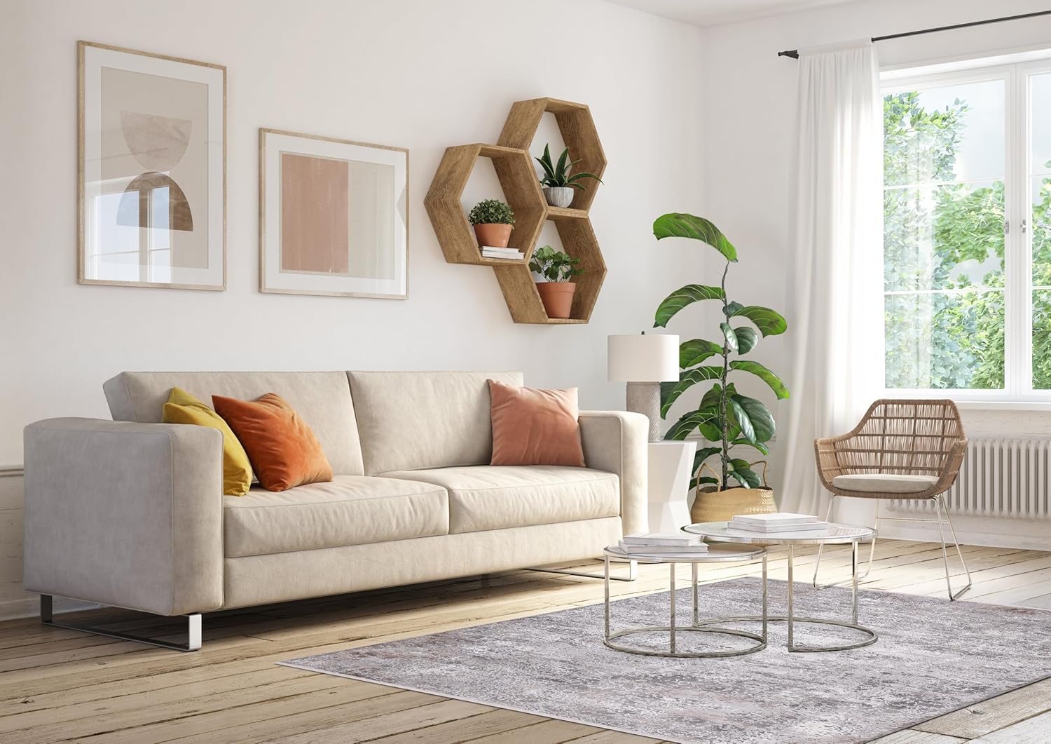 Luxe Area Rug for Living Room | Soft 8mm Pile, High-Density Wilton Woven Carpet | Fade Resistant, Luxury Geometric & Distressed Design for Bedroom, Hallway & Kitchen (ASH GRAY, 80X150)