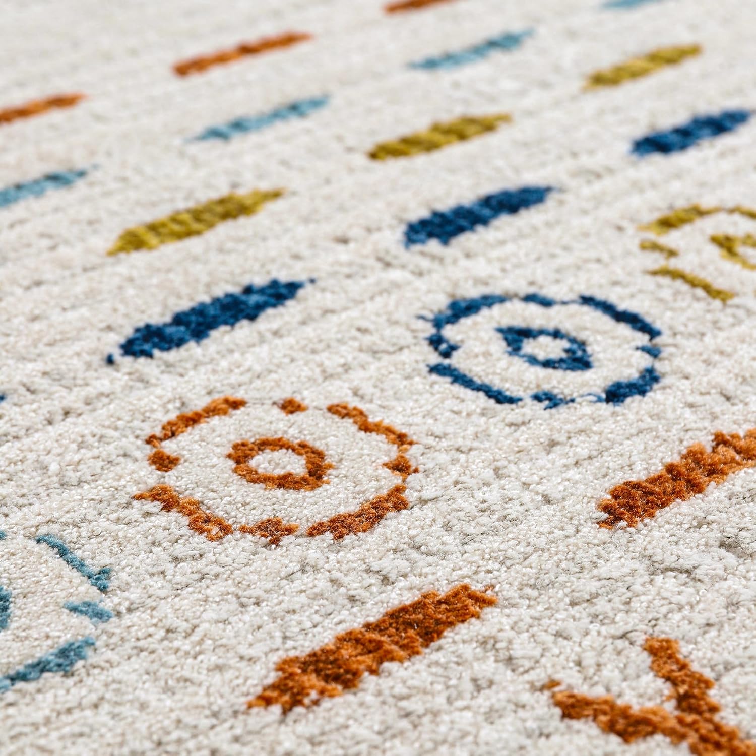 Light beige runner rug by Netline Home featuring ultra-soft micro polyester, low pile, non-shedding, modern design for living room or hallway.