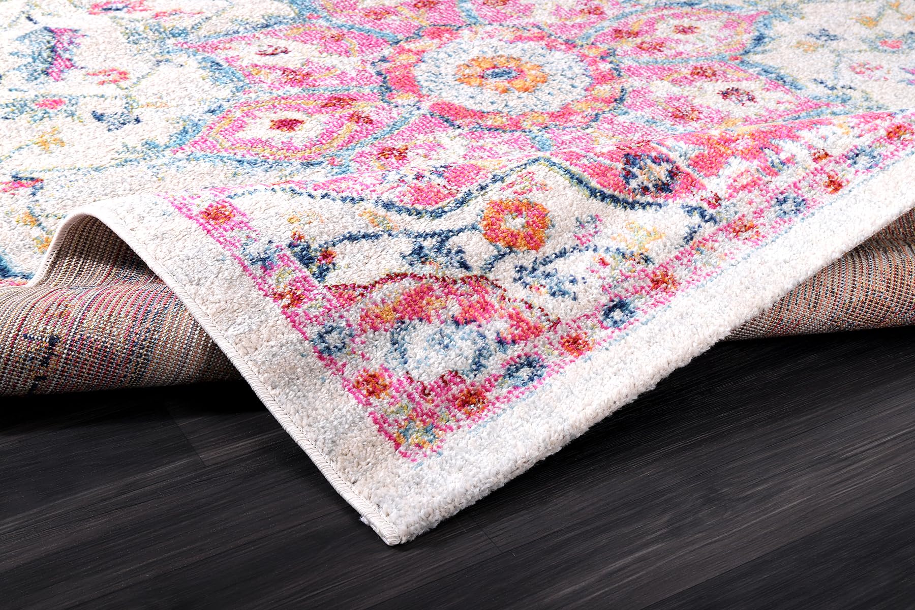 NETLINE HOME Area Rugs For Living Room, Bedroom, Kitchen, Dining Room | Oriental Design Carpet | Soft Medium Pile | Traditional Vintage Rug | Stain Resistant (Pink Cream, 160X230 CM)