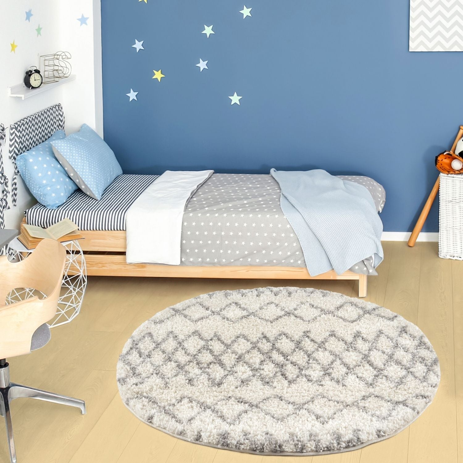 Moroccan Ivory Grey Shaggy Rug | 900