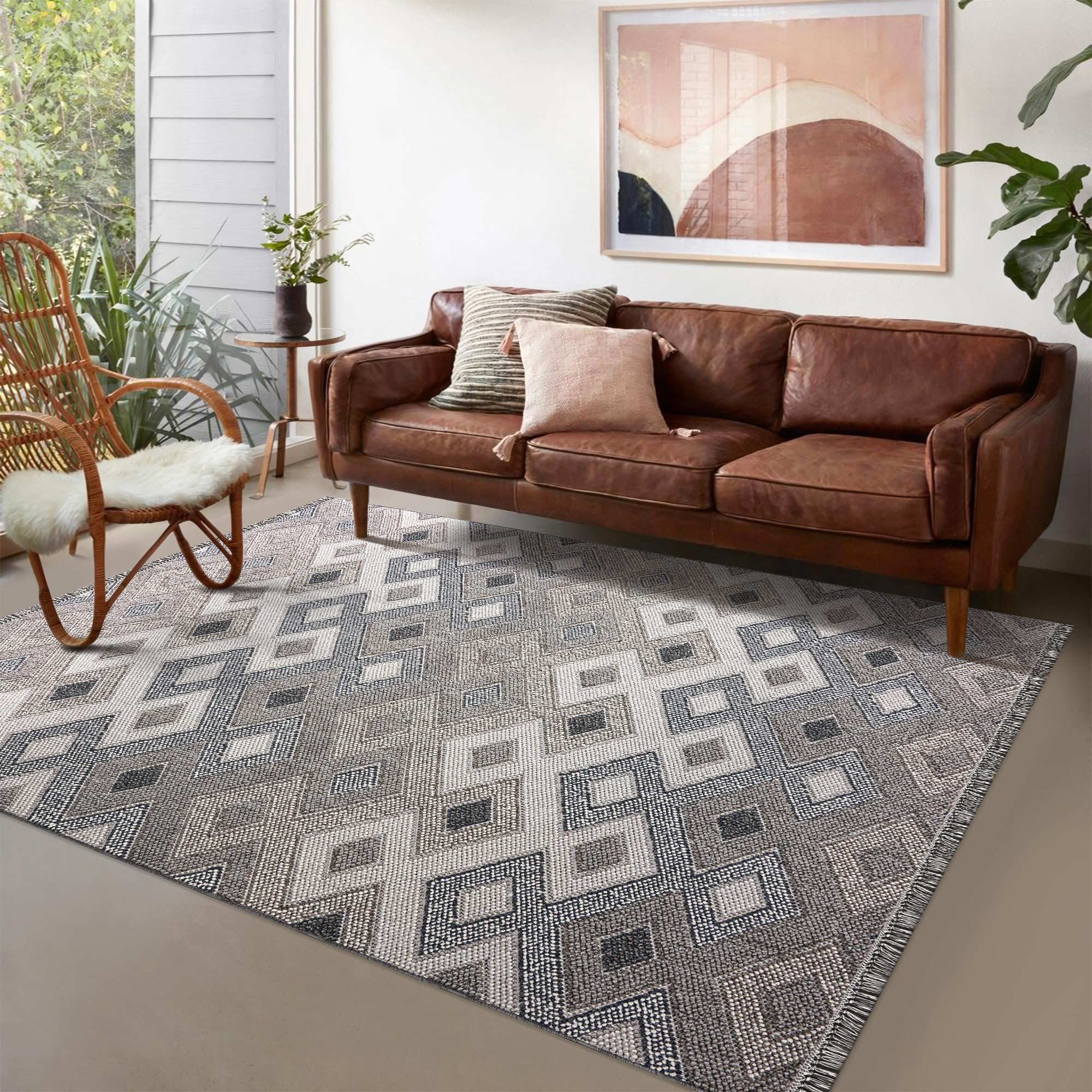 Modern Area Rug for Living Room – Stylish Carpet for Bedroom, Kitchen & Home Decor | Easy to Clean, Non-Shedding & Durable | Kid and Pet Friendly (GRAY IVORY, 80X150)