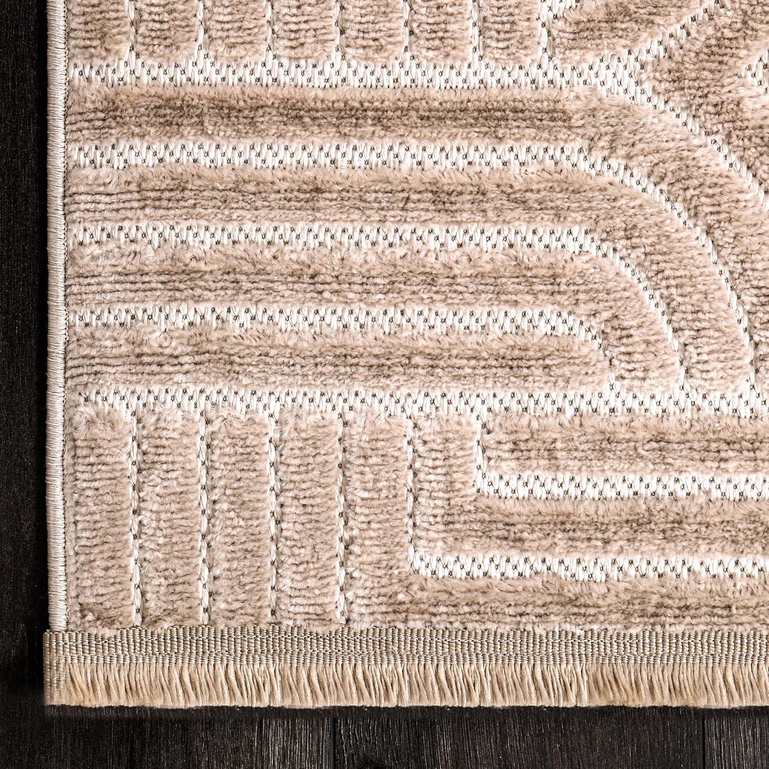 Area Rug for Living Room – Modern Textured Polypropylene Carpet | Non-Shedding, Medium Pile Geometric Rug for Bedroom, Dining Room & Home Decor (TAUPE, 120X180)