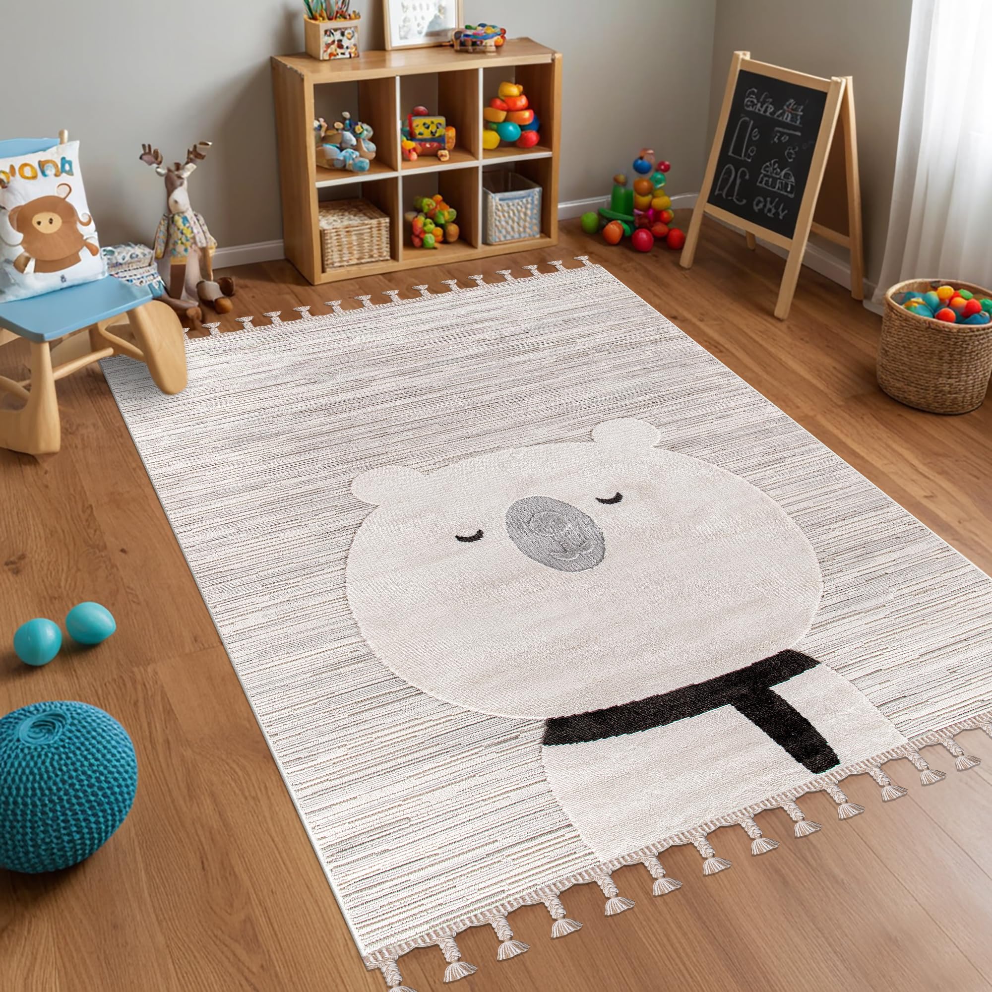 Kids Rug – Soft & Playful Area Rug for Children's Room, Nursery & Playroom | Non-Shedding, Hypoallergenic, Pet-Friendly & Durable | Cute Cartoon Designs for Kids (SOFT GRAY, 200X290)