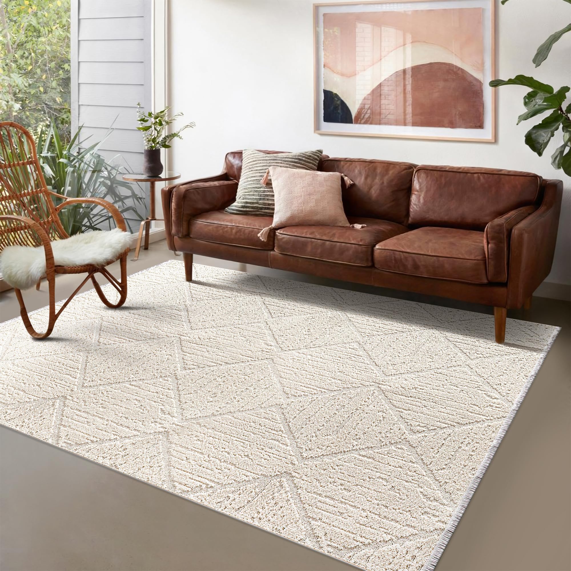 Area Rug for Living Room – Fluffy Area Rug, Modern Carpet for Bedroom & Home | Non-Shedding, Shed-Resistant Large Area Rugs for Living Room, Hallway & Office Decor (BEIGE, 80X150)