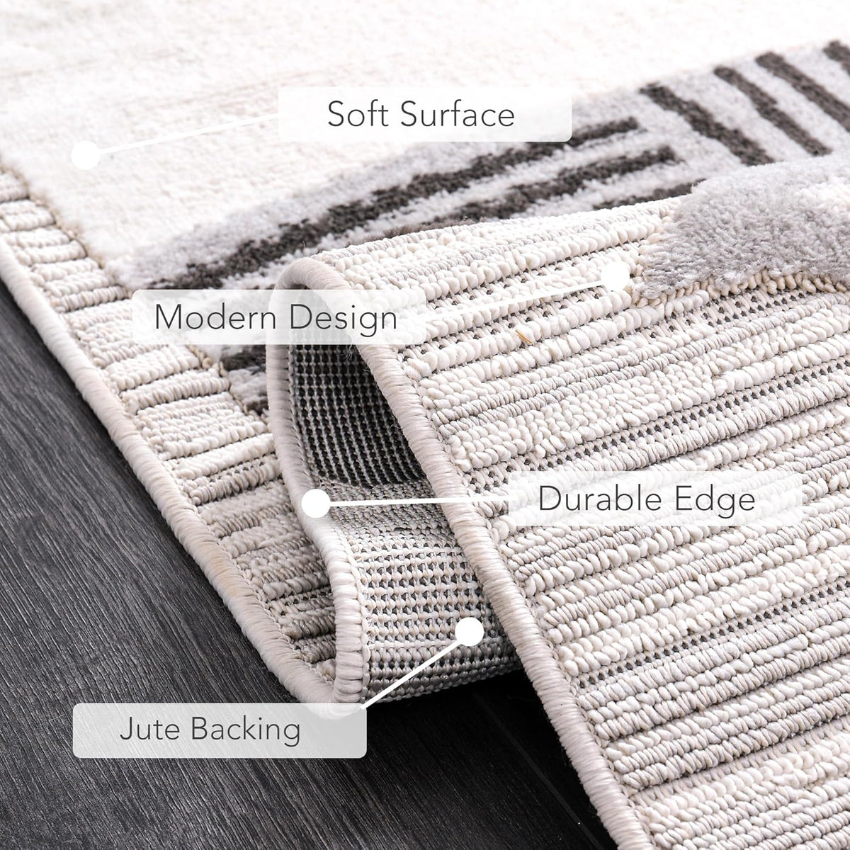 Kids rug by Netline Home featuring soft gray cartoon design, non-shedding, hypoallergenic, pet-friendly, durable area rug for children.