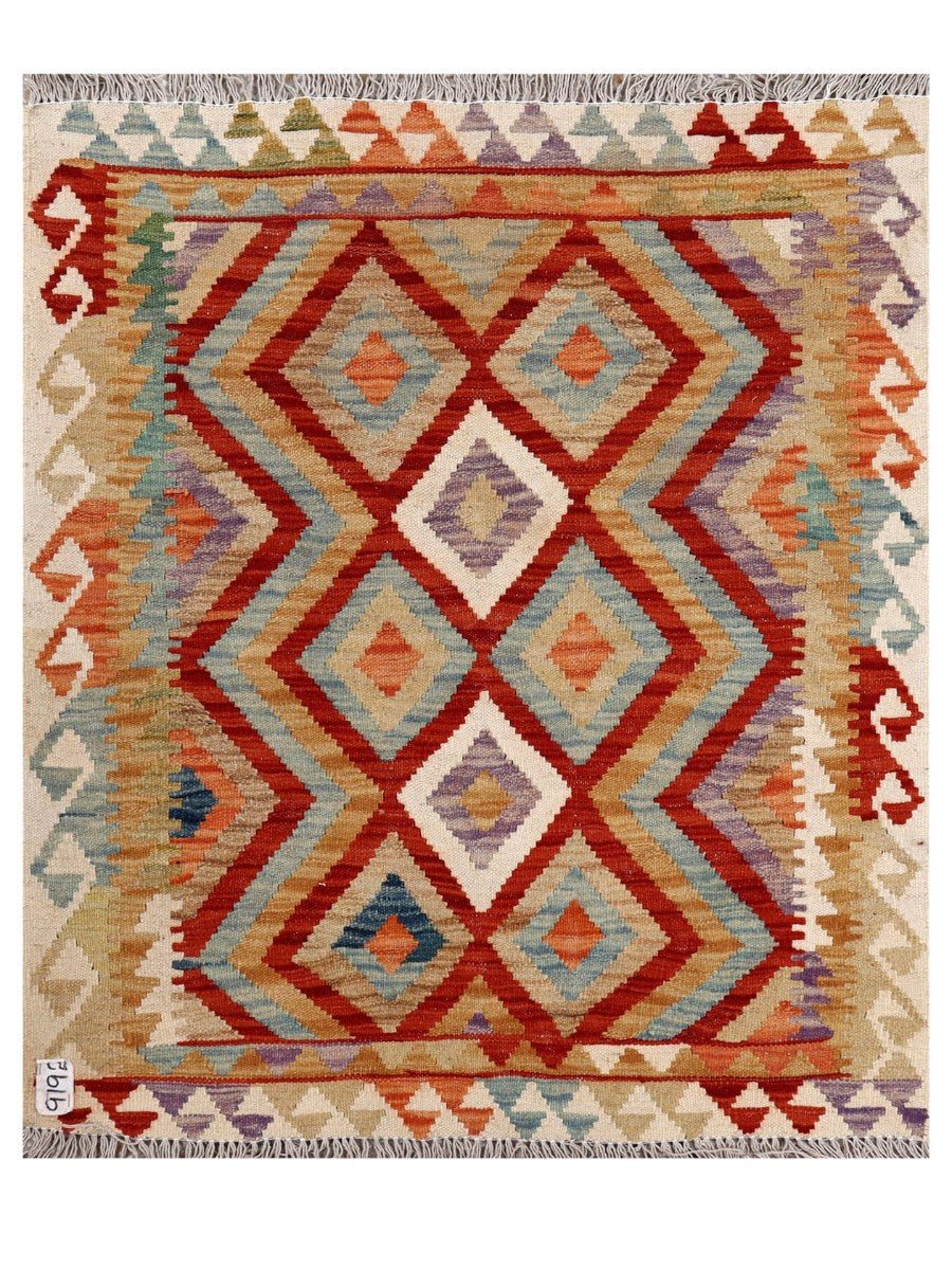 Maimana Afghanistan Kilim Rug - 108 x 92 cm
