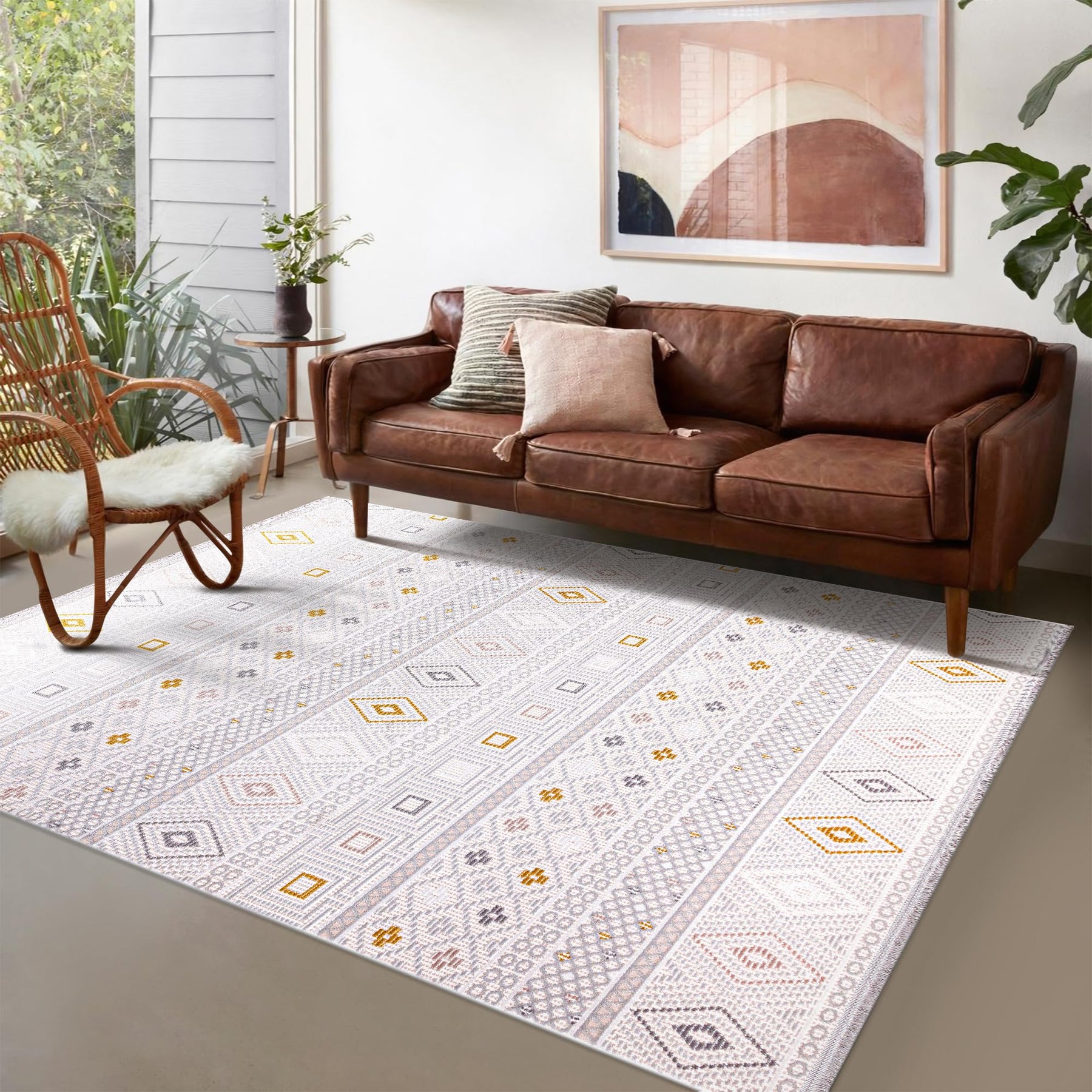 Soft plush light gray area rug by Netline Home, modern non-shedding carpet for living room, bedroom, hallway, or office.