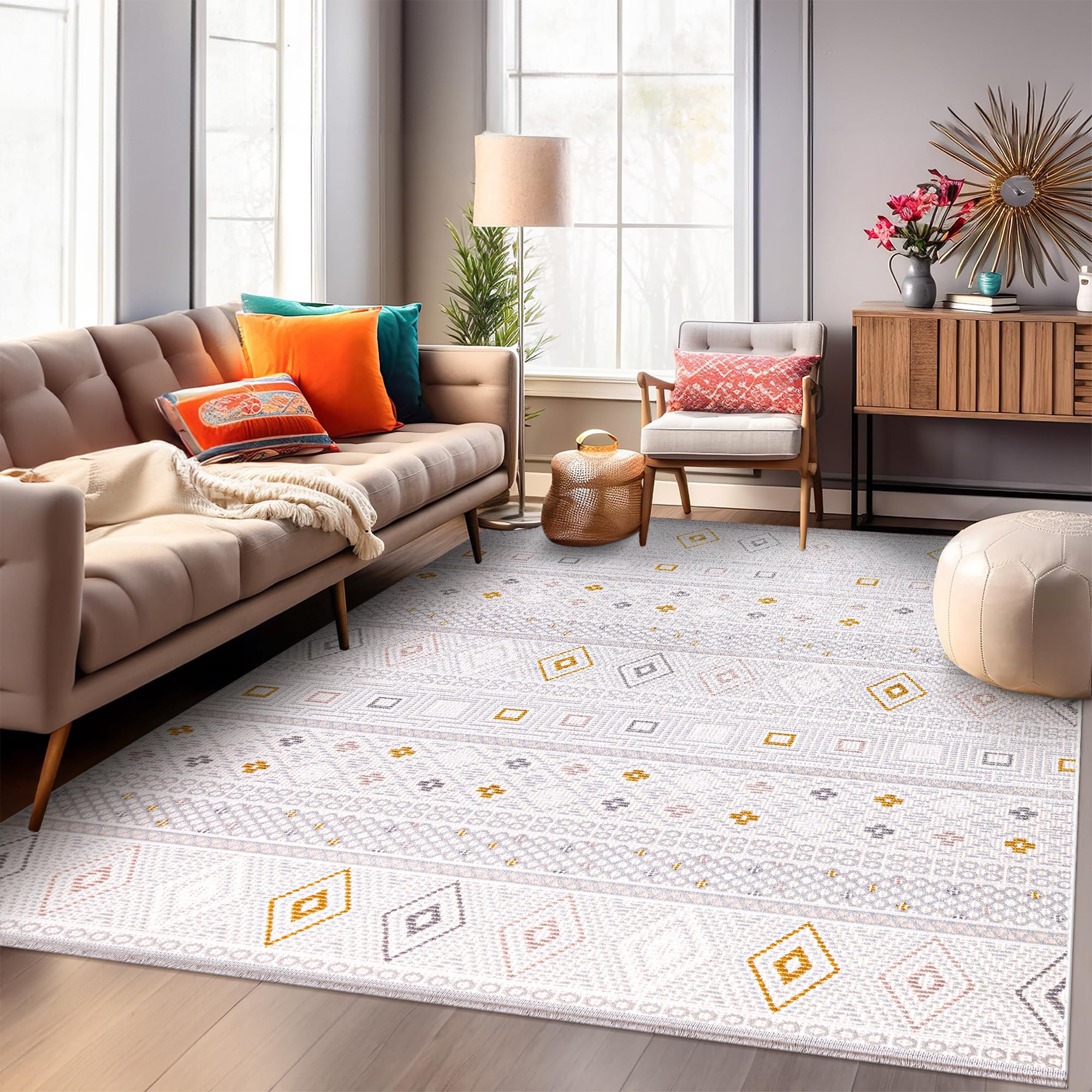 Area Rug for Living Room – Soft Plush Area Rug, Modern Carpet for Bedroom & Home | Non-Shedding, Shed-Resistant Large Area Rugs for Living Room, Hallway & Office (LIGHT GRAY, 160X230)