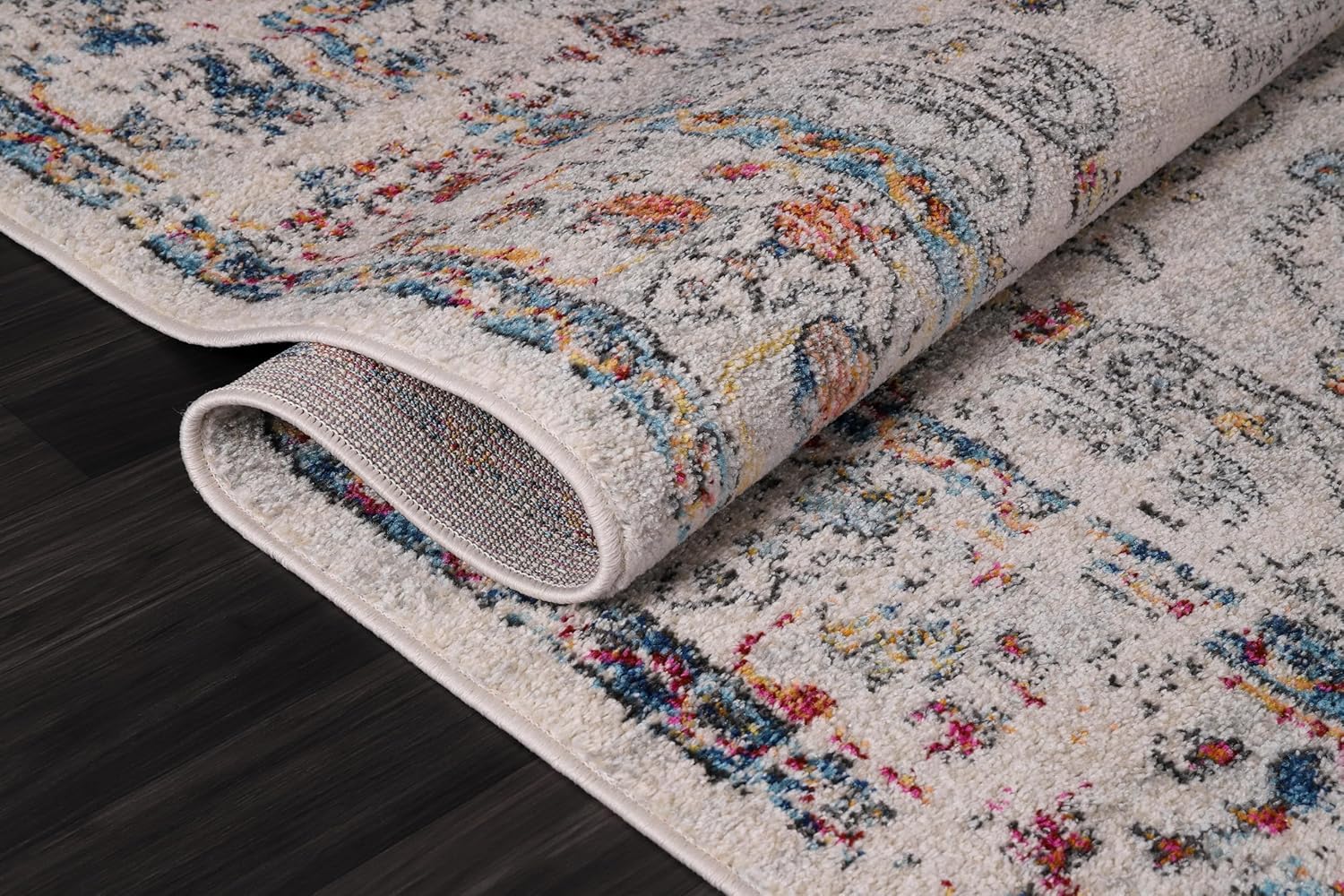 Vintage Area Rug for Living Room | Soft & Durable Carpet, Kid & Pet Friendly | Wilton Woven, Classic Distressed Medallion Design for Bedroom, Hallway & Kitchen (BEIGE, 80X150)