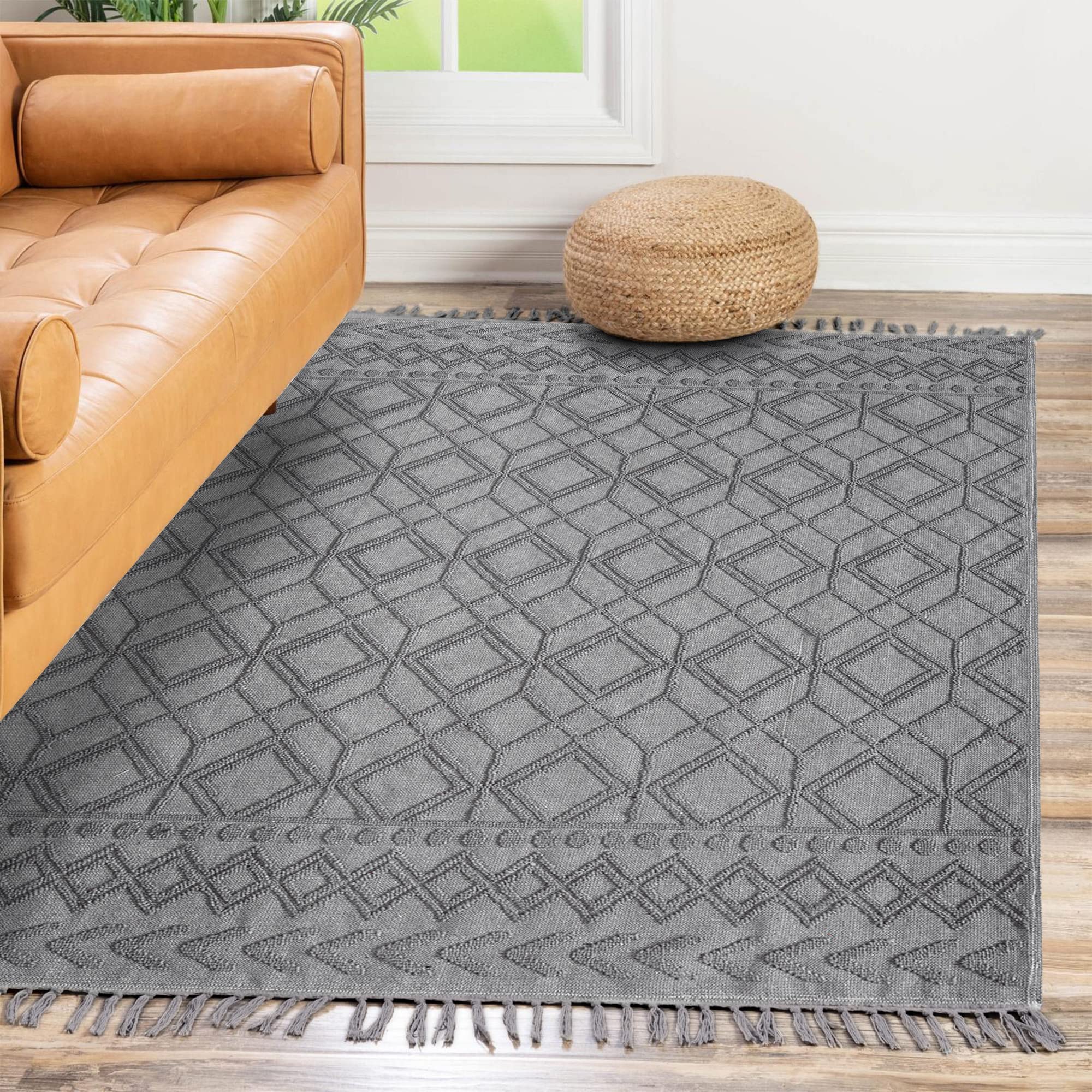 NETLINE HOME Machine Washable Area Rugs For Kitchen, Bedroom, Dining Room and Living Room | Kid Pet Friendly Rug | 100% Cotton | Low Pile | Non Slip (Beige, 160X230 CM)