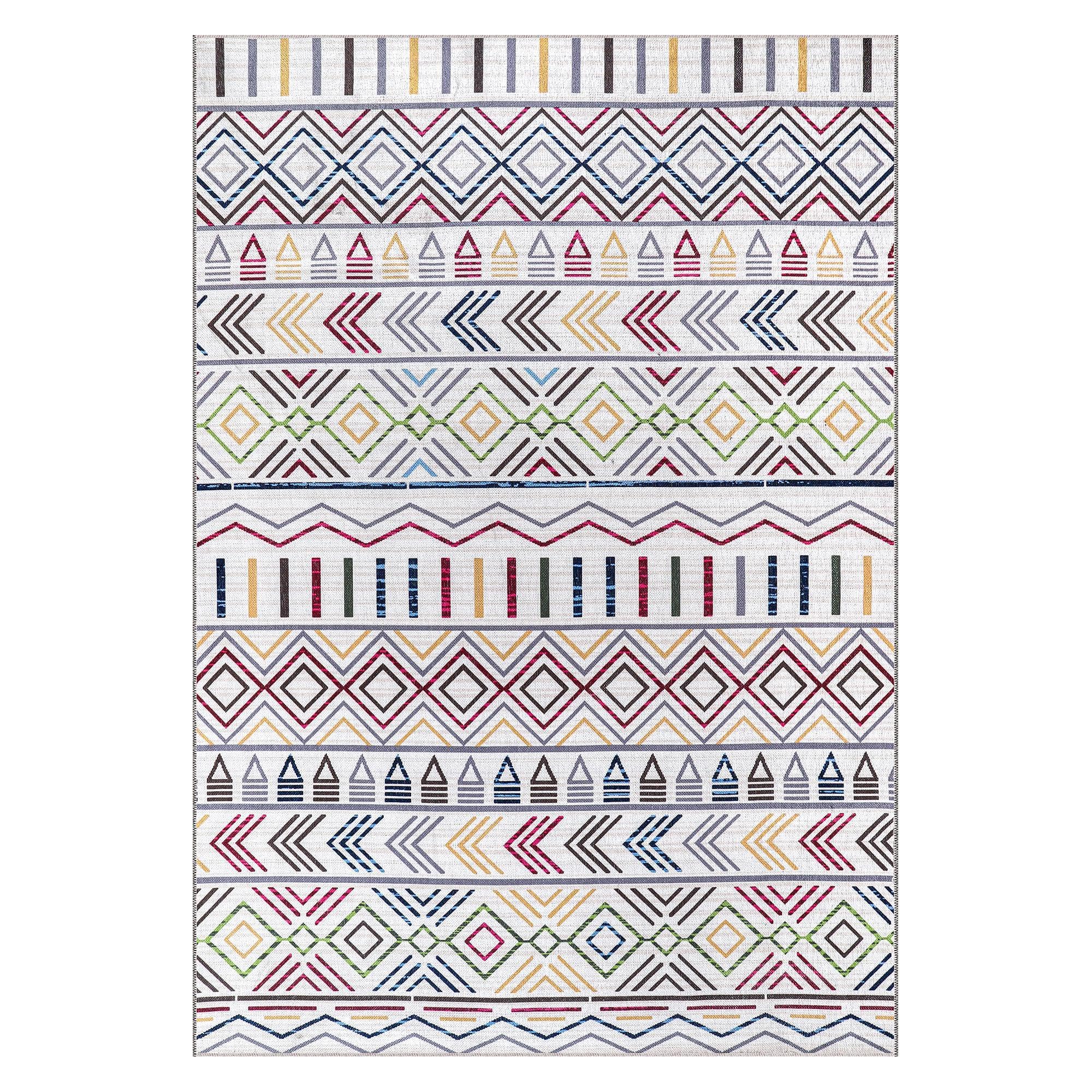 Rugs Living Room - Washable Rug - Area Rug - Non-Slip Rugs Carpet Woven from Cotton - Vintage Rug for Living Room Bedroom Kitchen - Kid and Pet Friendly (RED RUG, 80X150 CM)