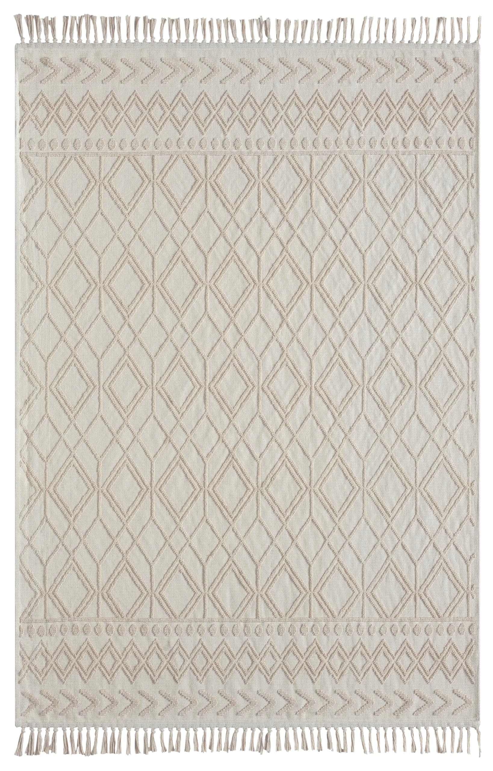 NETLINE HOME Machine Washable Area Rugs For Kitchen, Bedroom, Dining Room and Living Room | Kid Pet Friendly Rug | 100% Cotton | Low Pile | Non Slip (Beige, 160X230 CM)