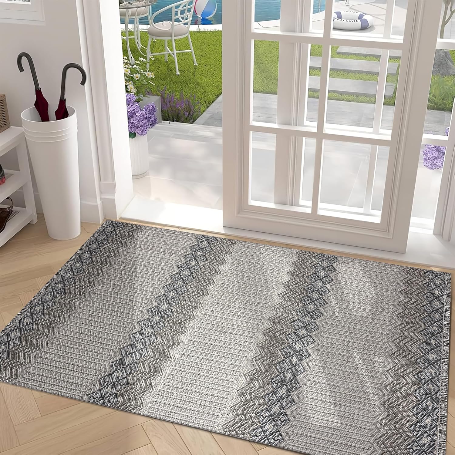 Modern Area Rug for Living Room – Stylish Carpet for Bedroom, Kitchen & Home Decor | Easy to Clean, Non-Shedding & Durable | Kid and Pet Friendly (GRAY IVORY, 80X150)