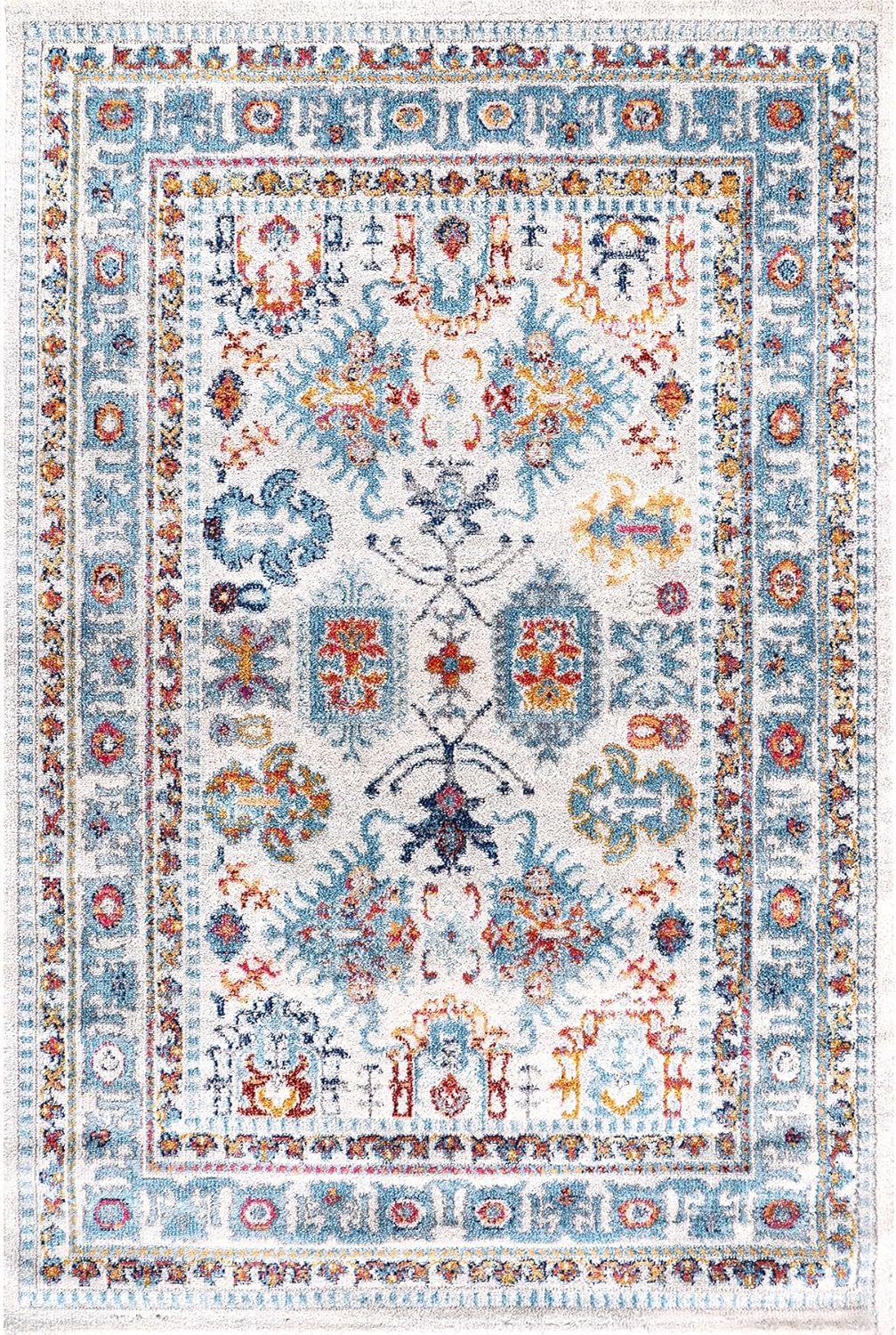 Area Rugs For Living Room, Bedroom, Kitchen, Dining Room | Oriental Design Carpet | Soft Medium Pile | Traditional Vintage Rug | Stain Resistant (Cream Blue, 160X230 CM)