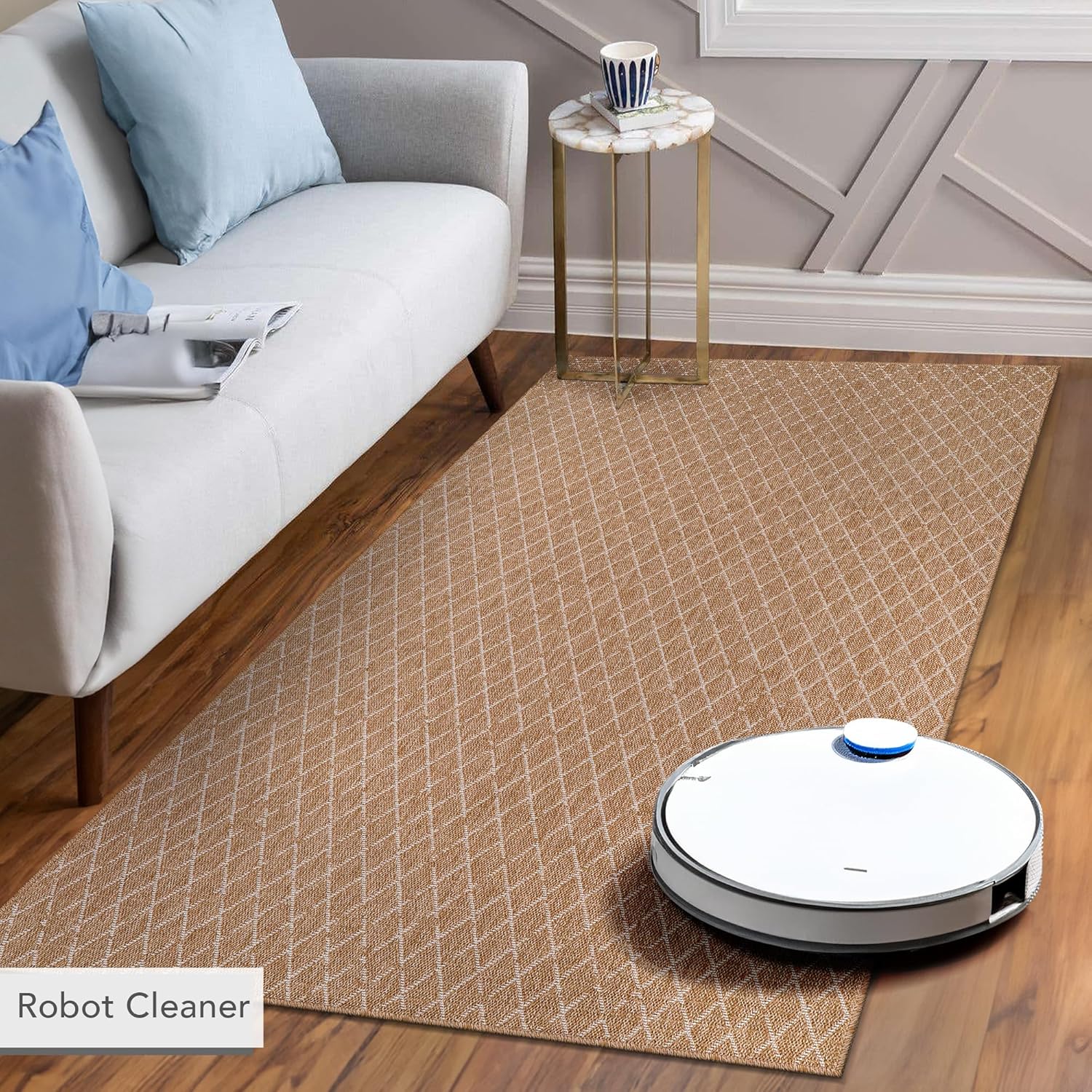 Rugs Living Room - Non slip, Washable Area Rug - Beige Rug, Suitable for Indoor and Outdoor Use, UV and Weather Resistant, Carpet for Bedroom, Kitchen, Verandas (Beige 4, 80X150 CM)