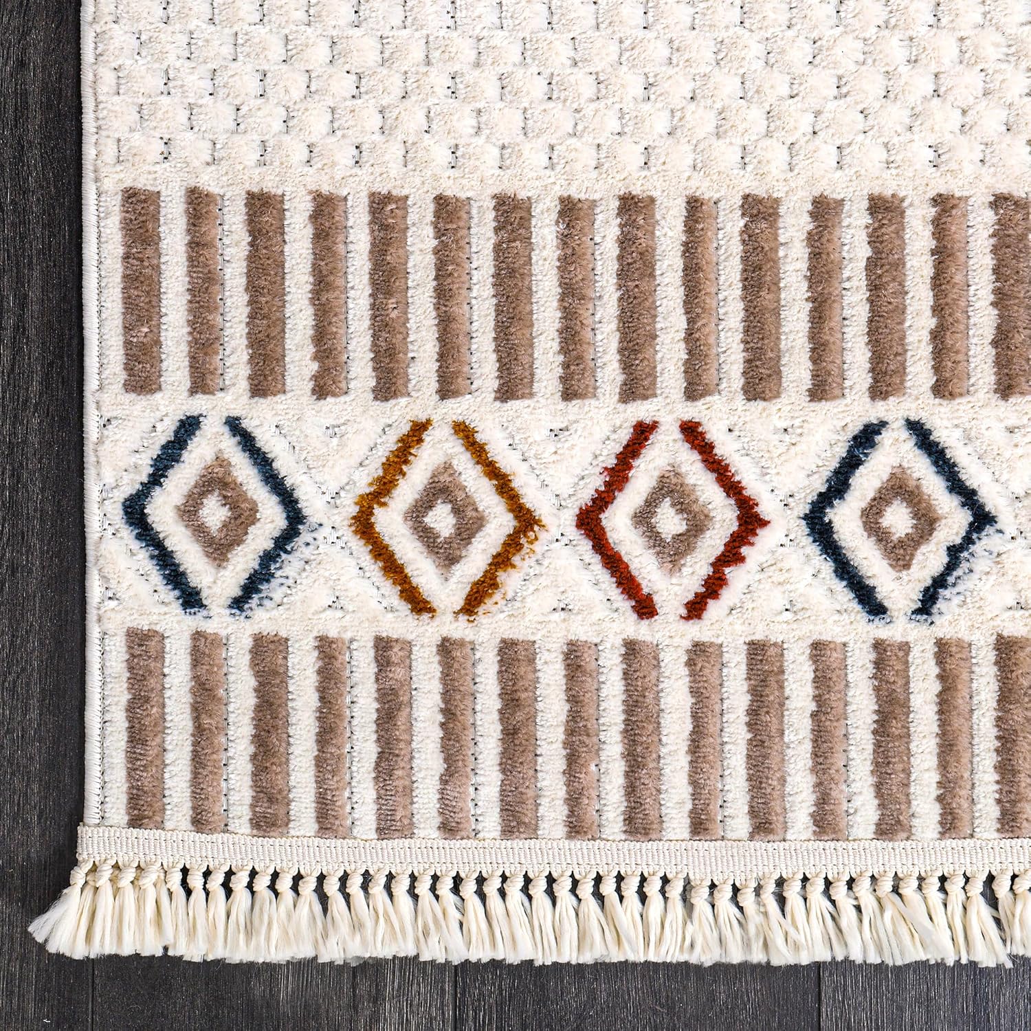 Area Rug for Living Room, Bedroom & Hallway – Soft & Durable Low Pile Area Rugs – Bohemian, Aztec & Boho Style – Pet & Kid-Friendly, Ideal for High-Traffic Areas (BEIGE, 120X180)