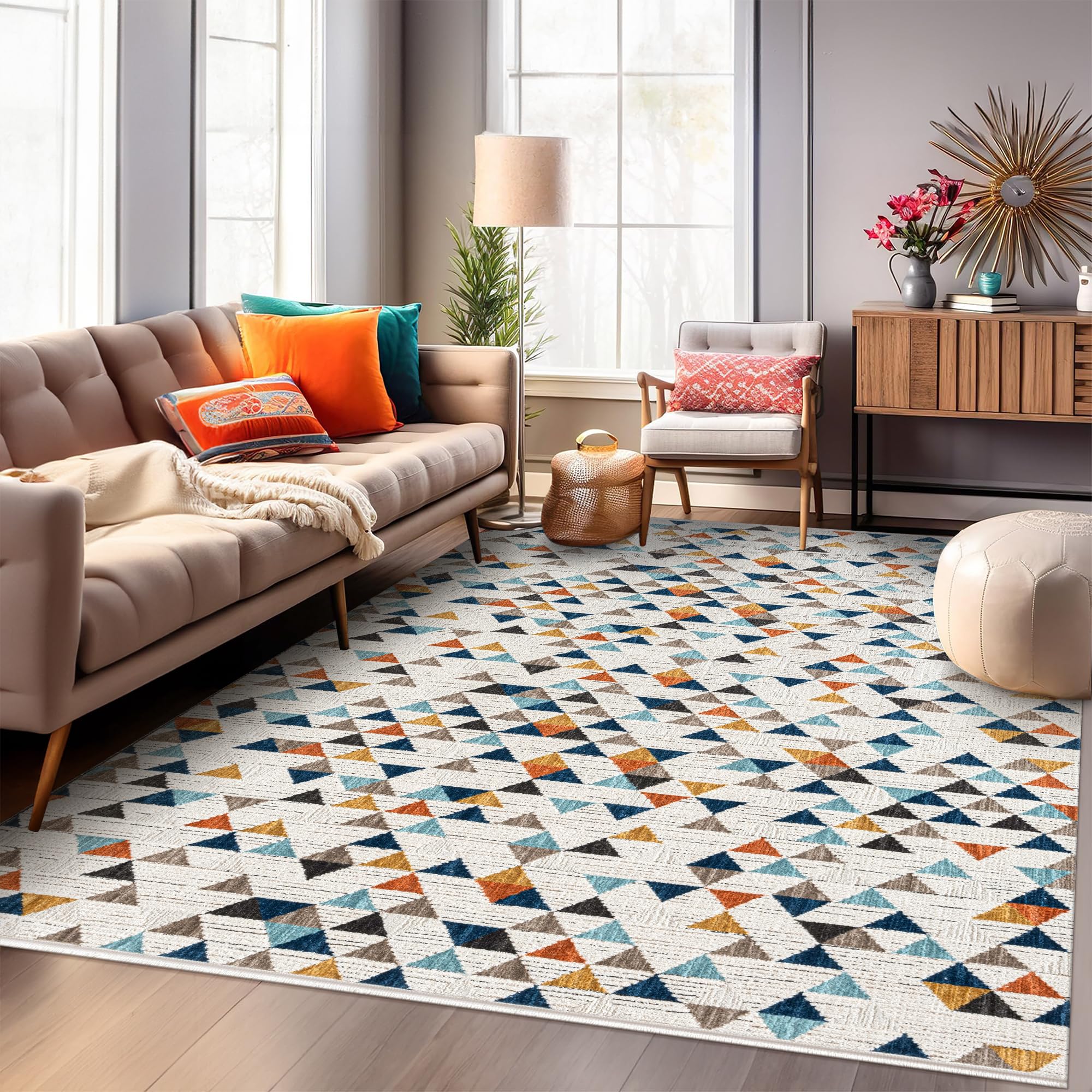 Area Rug for Living Room - Ultra-Soft Low Pile Carpet | Soft Micro Polyester, Non-Shedding & Shed-Resistant | Modern Rugs for Bedroom, Large Rugs, Hallway, Carpets (LIGHT BEIGE, 120X180)