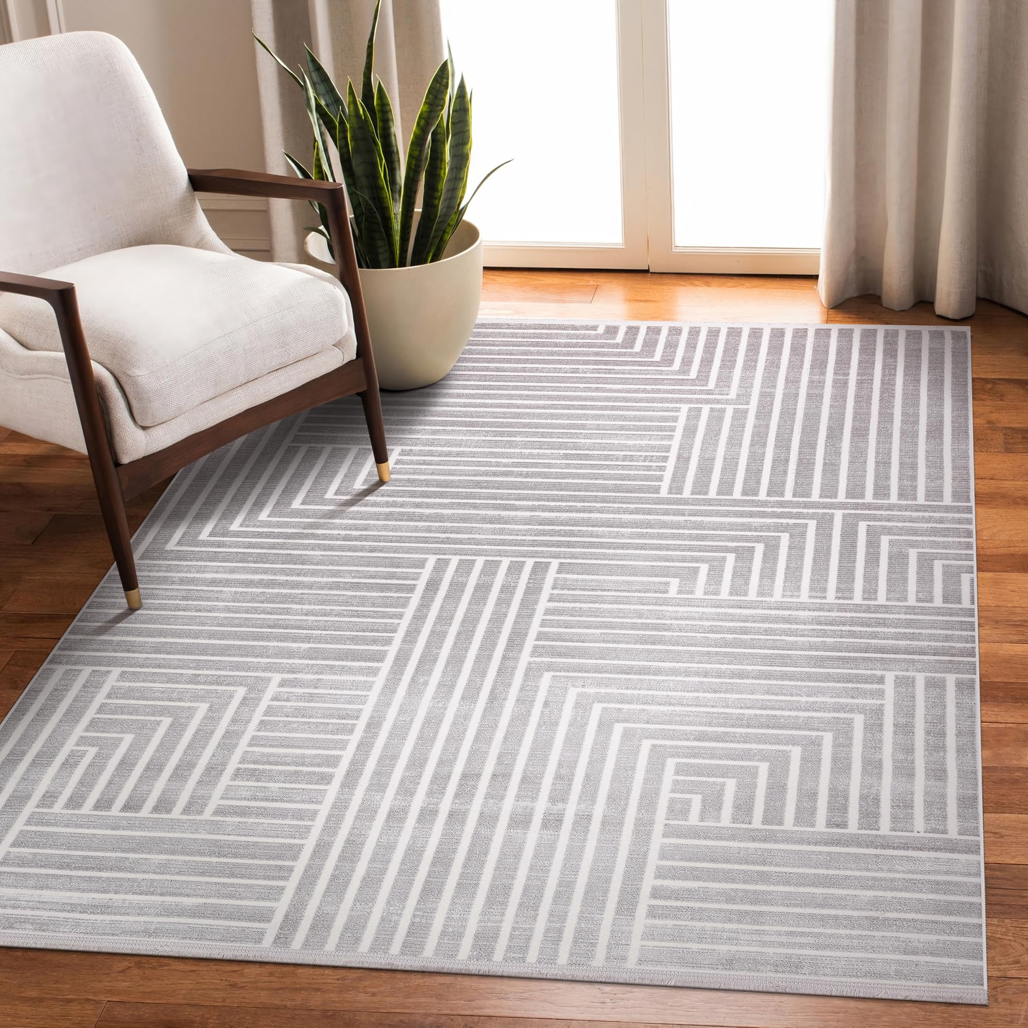 Area Rug for Living Room – Soft Plush Area Rug, Modern Carpet for Bedroom & Home | Non-Shedding, Shed-Resistant Large Area Rugs for Living Room, Hallway & Office (LIGHT GRAY, 160X230)