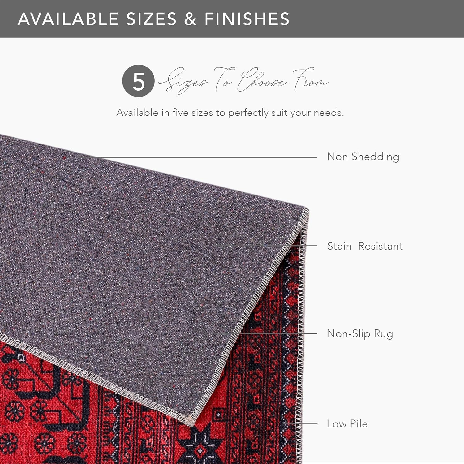 Rugs Living Room - Washable Rug - Area Rug - Non-Slip Rugs Carpet Woven from Cotton - Vintage Rug for Living Room Bedroom Kitchen - Kid and Pet Friendly (RED RUG, 80X150 CM)