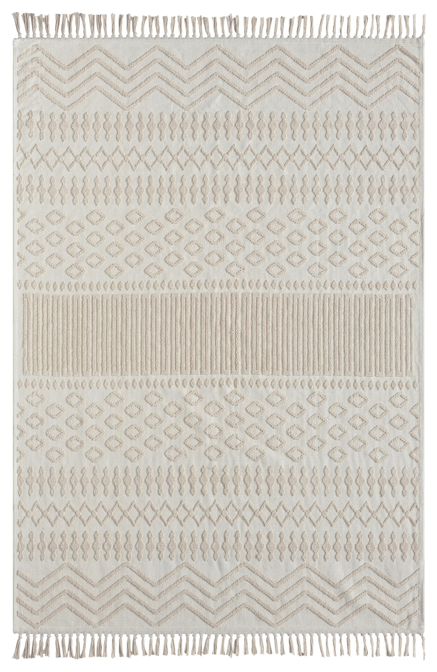 NETLINE HOME Machine Washable Area Rugs For Kitchen, Bedroom, Dining Room and Living Room | Kid Pet Friendly Rug | 100% Cotton | Low Pile | Non Slip (Beige, 160X230 CM)